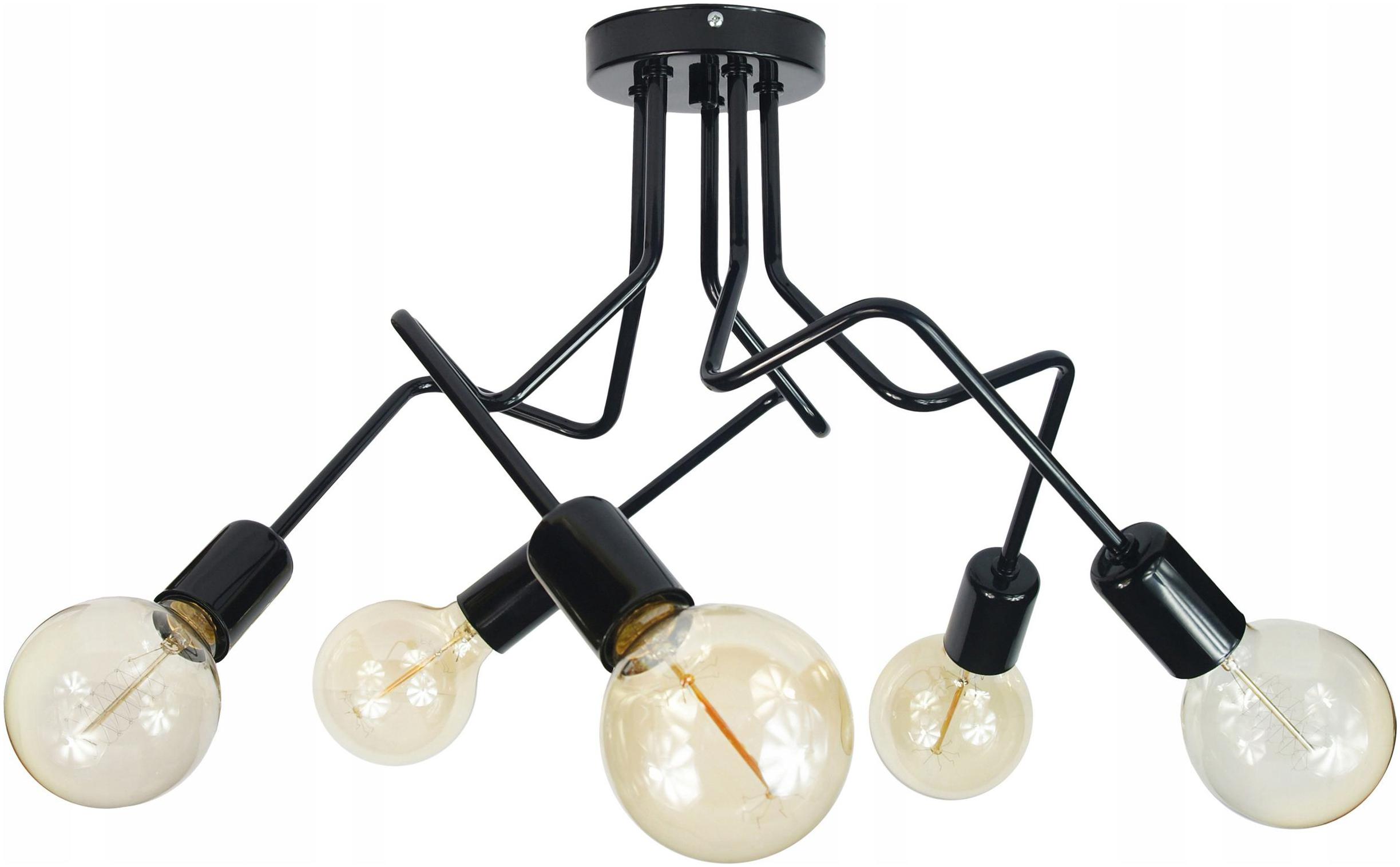 Lampa Wisząca Sufitowa Czarna Żyrandol 5 Do Salonu Plafon E27 Nowoczesna