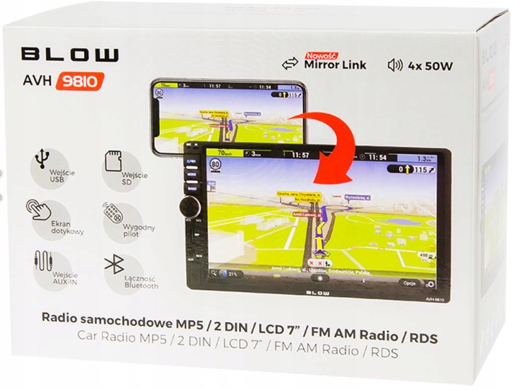 RADIO SAMOCHODOWE BLOW AVH9810 2DIN EKRAN 7 SD USB