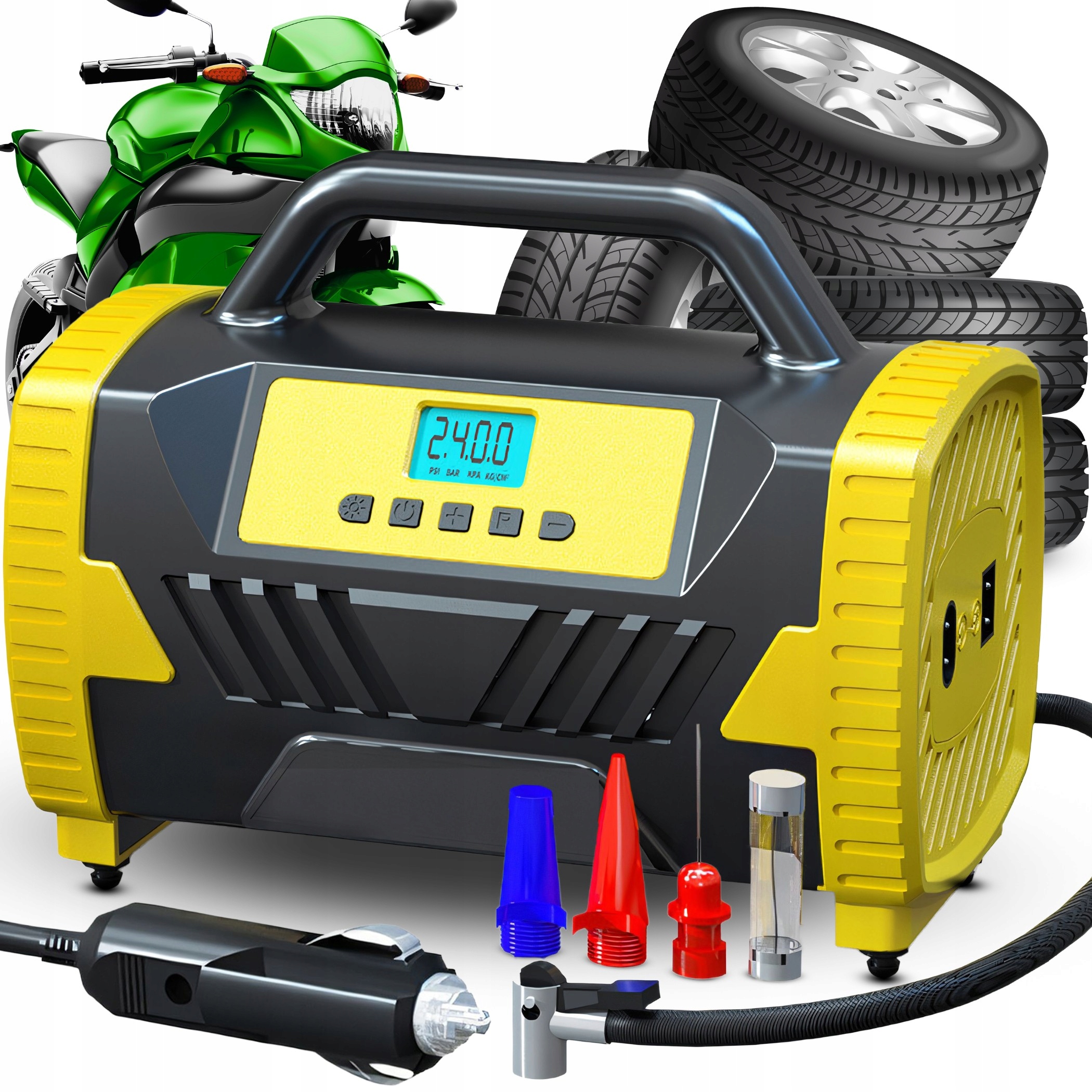 Kompresor Do Auta 12V 230V Přenosná Bezolejová Pumpa Hq Kompresor