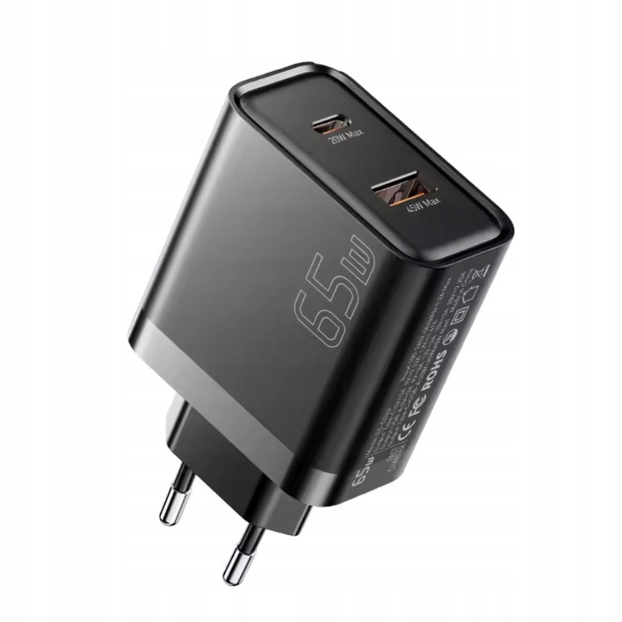 Essager 65W GaN, Szybka ładowarka sieciowa Usb-c, Usb-a (pd 3.0 Qc 4.0)