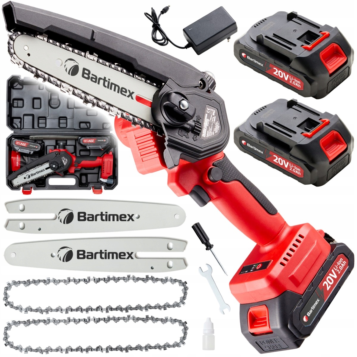 Pilarka Akumulatorowa Bezszczotkowa Piła Łańcuchowa 20V 1000W 2 Aku 2,0Ah