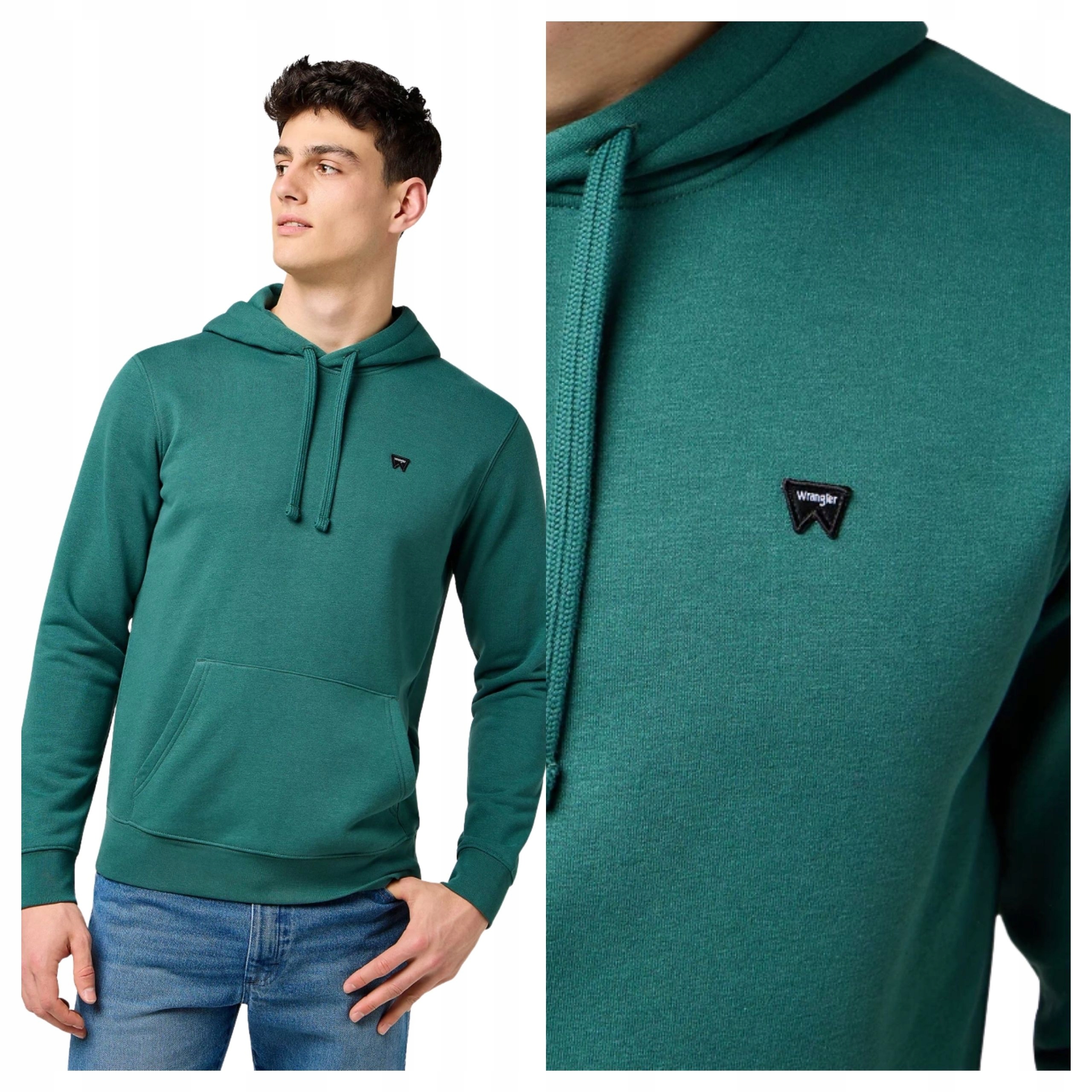 Wrangler Sign Off Hoodie Pánská Mikina Bistro Zelená S Kapucí XL