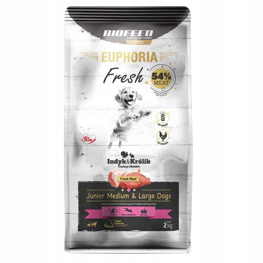 Biofeed Euphoria Fresh Meat Junior Medium & Large Krůta a králík 2 kg