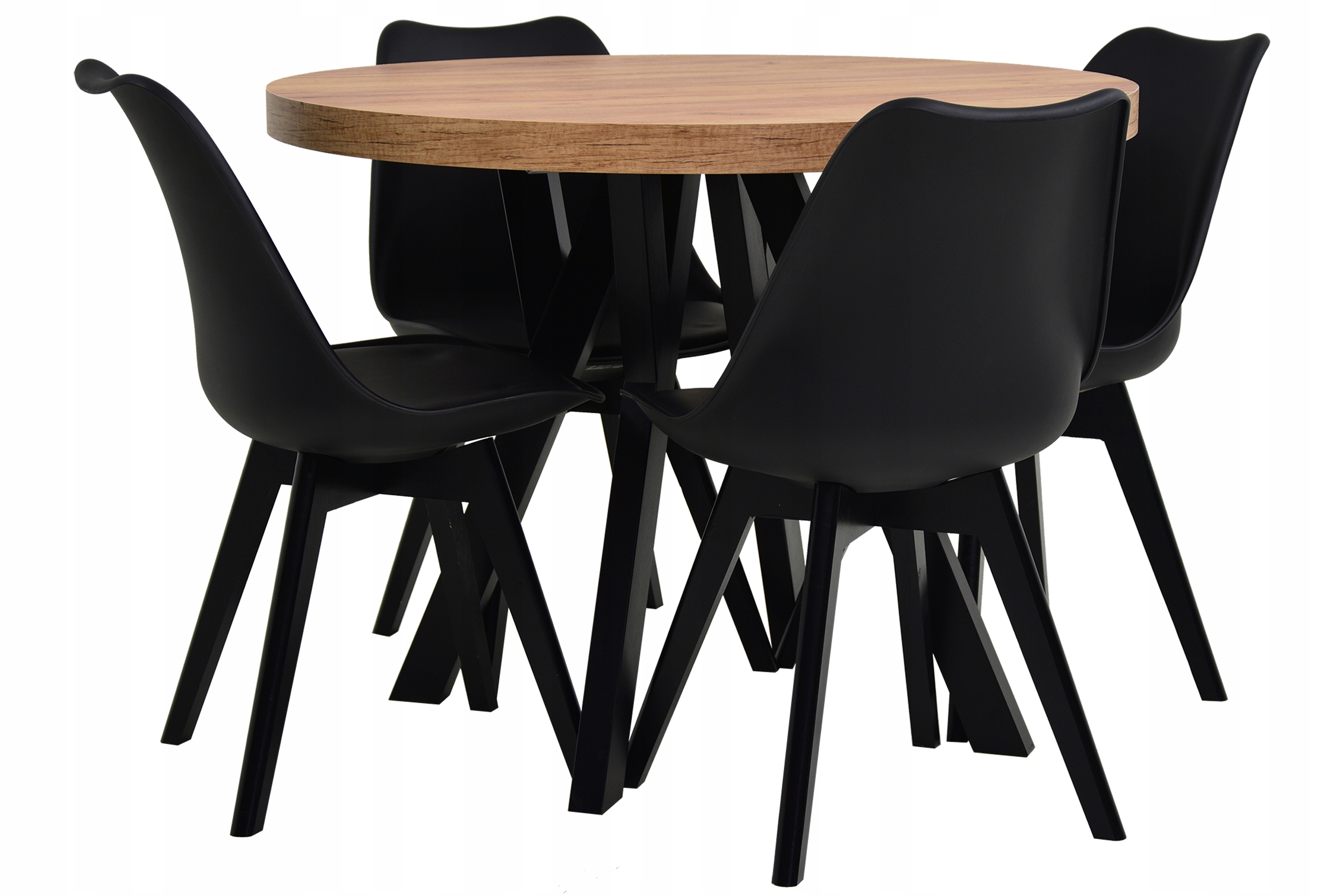 Skandynawski zestaw STÓŁ ROZKŁADANY do 2m DĄB CRAFT i 4 krzesła Z PODUSZKĄ