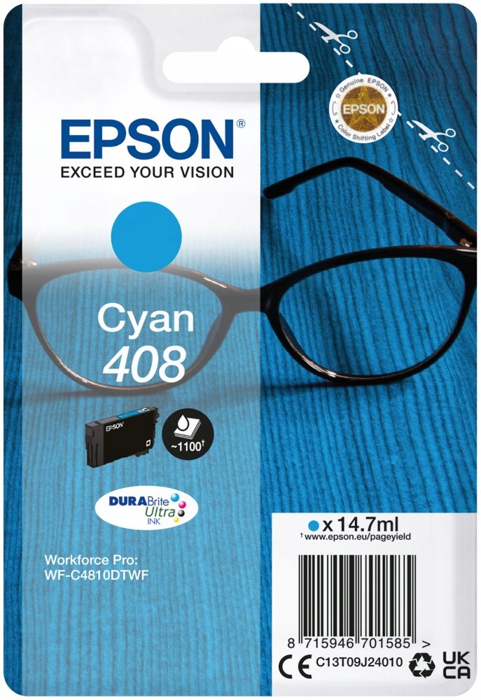 Epson inkoustová náplň Singlepack 408 DURABrite Ultra Ink/ C4810DTWF/ Modrá