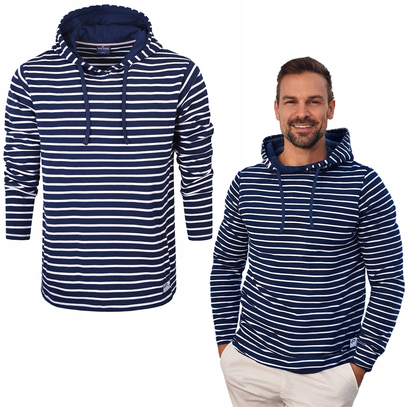 pánská mikina na léto s kapucí Tepláková Nezateplená s proužky 4XL Pako Jeans