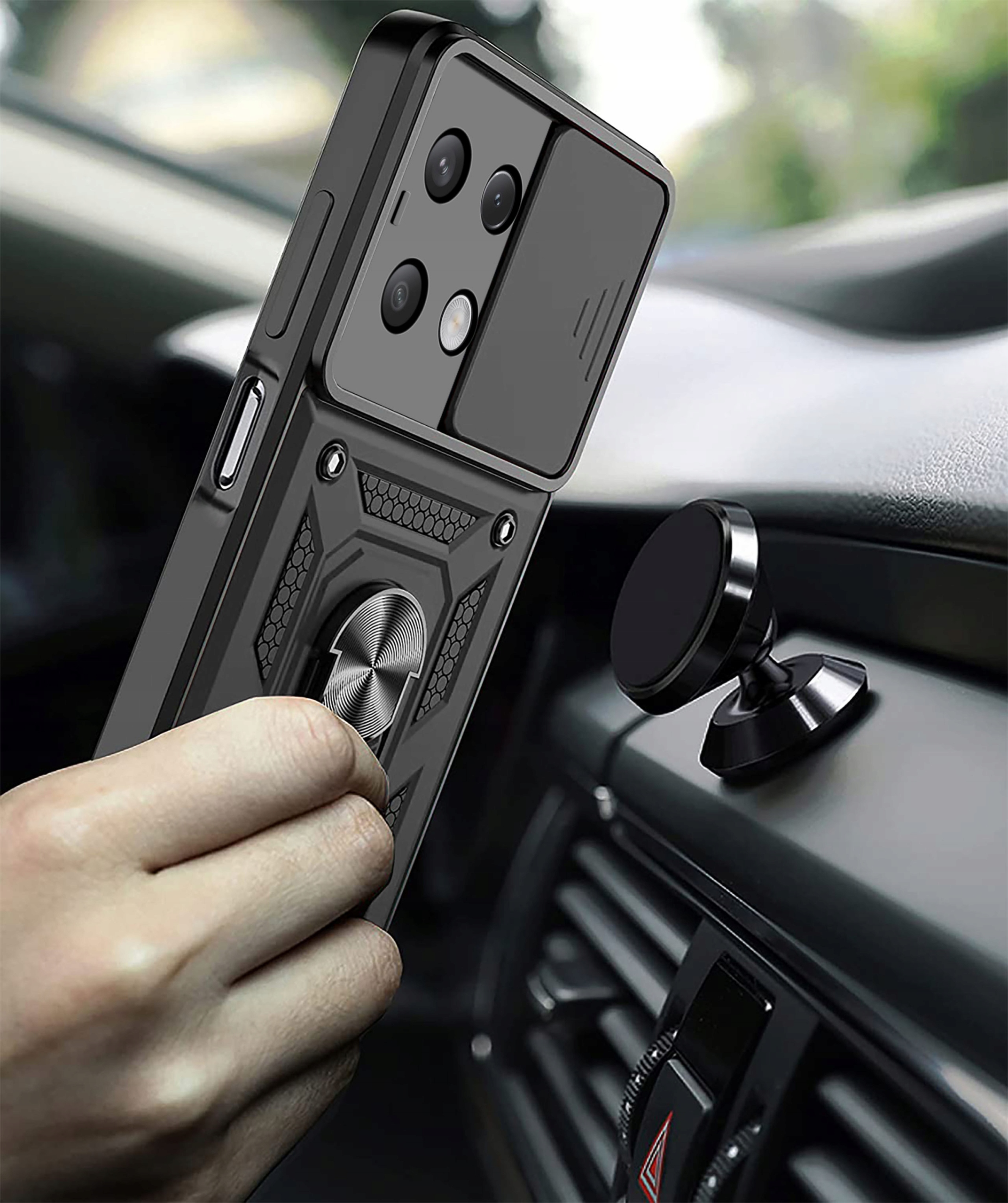 Etui do Xiaomi Redmi Note 13 Pro 5G PANCERNE SLIDE RING CASE + SZKŁO 9H Kod producenta PANCERNE_SLIDE_RING_CASE_2C13A