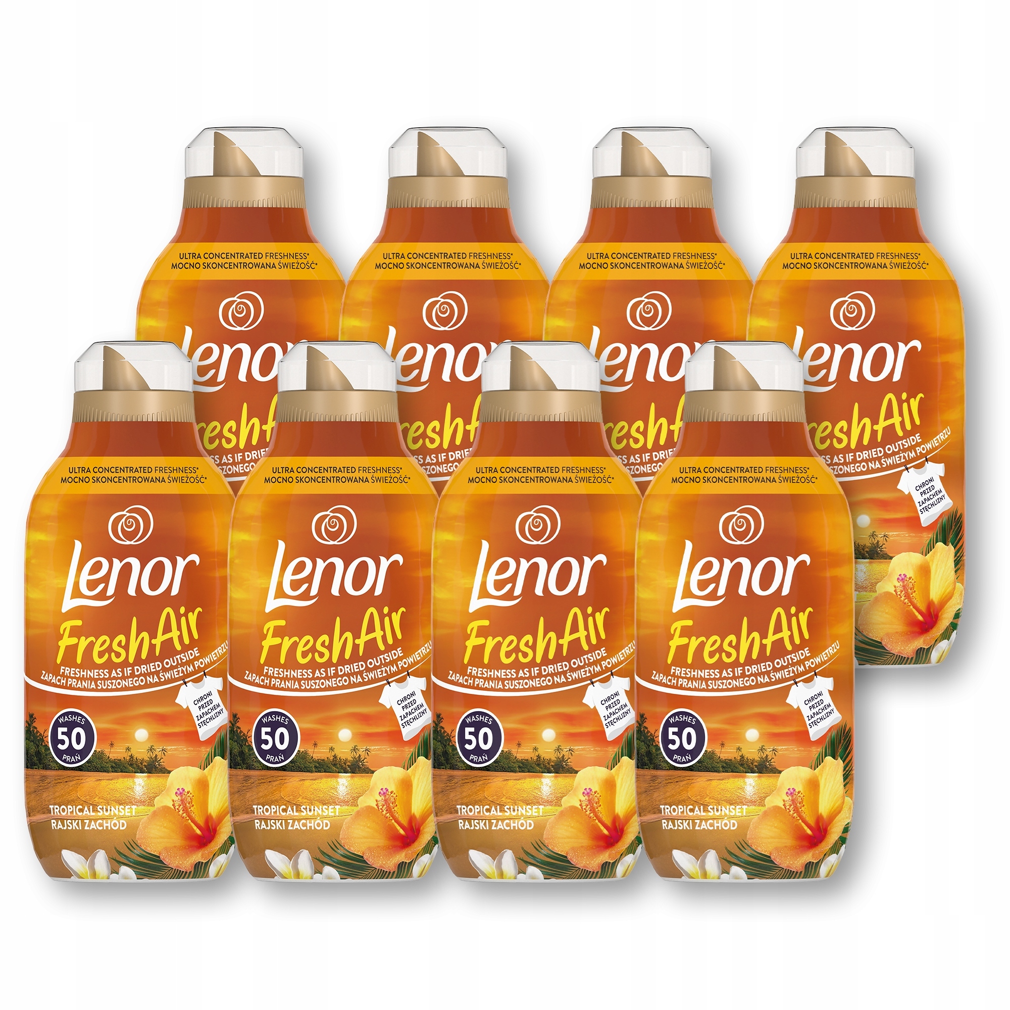 Sada Lenor Fresh Air Effect Tekutá aviváž Tropical Sunset 8 x 50 praní