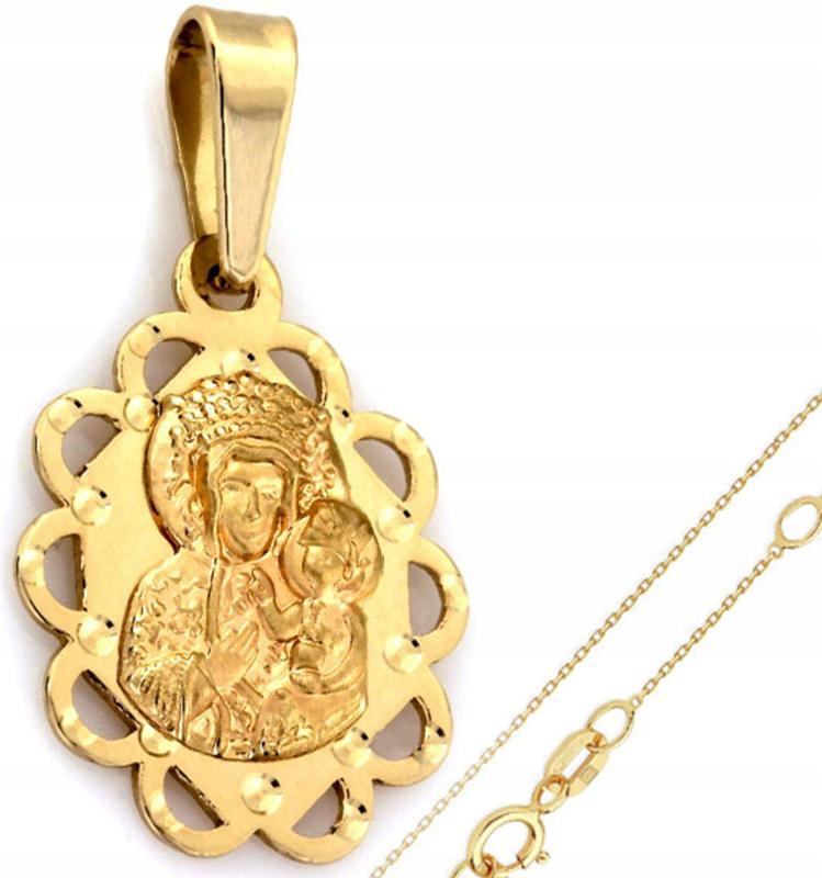 Zlatý komplet šperků 585 Matka Boží křest sada jako dárek 14kt