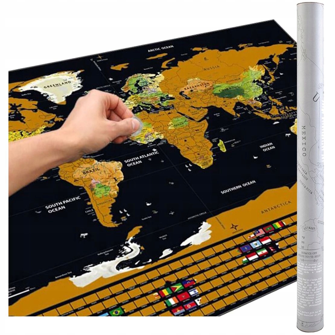 Stírací Los Mapa světa pro cestovatele Dekorace Plakát Velká jako Dárek