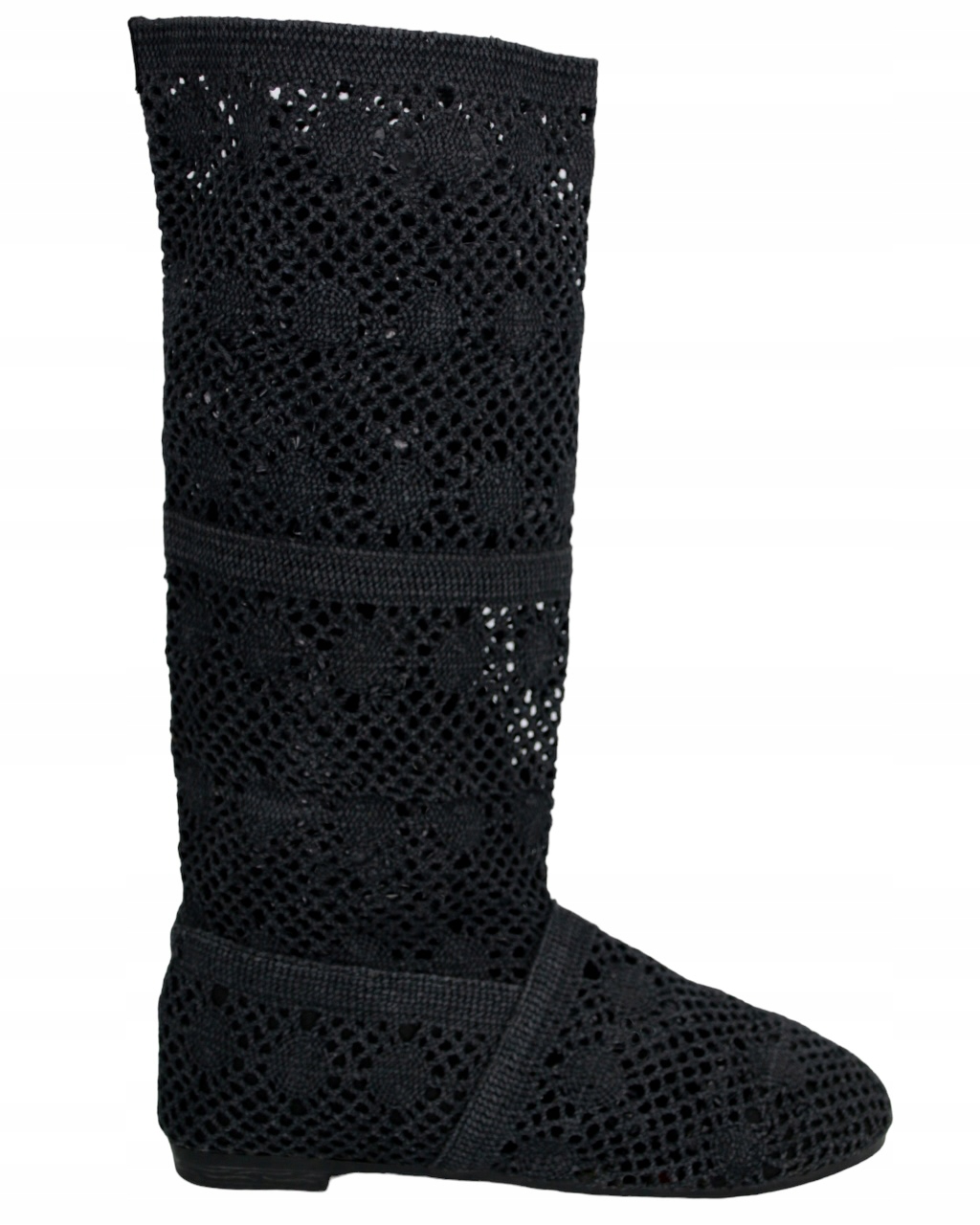 KOZAKI KORONKI BUTY KORONKOWE AŻUROWE CZARNE LETNIE PRZEWIEWNE KOZACZKI 39