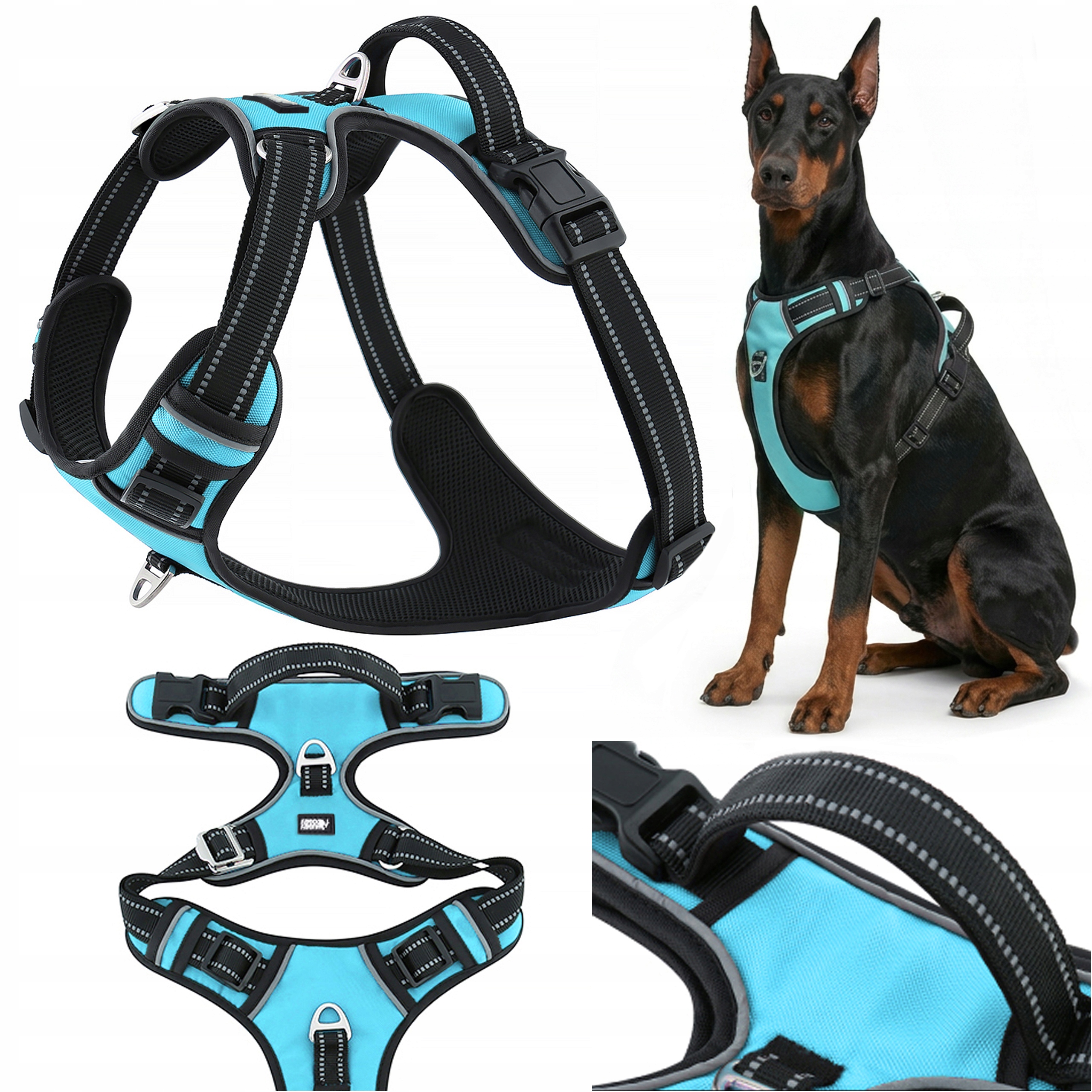 Szelki dla dużego psa regulowane guard easy walk Huggy Doggy Solidne XL