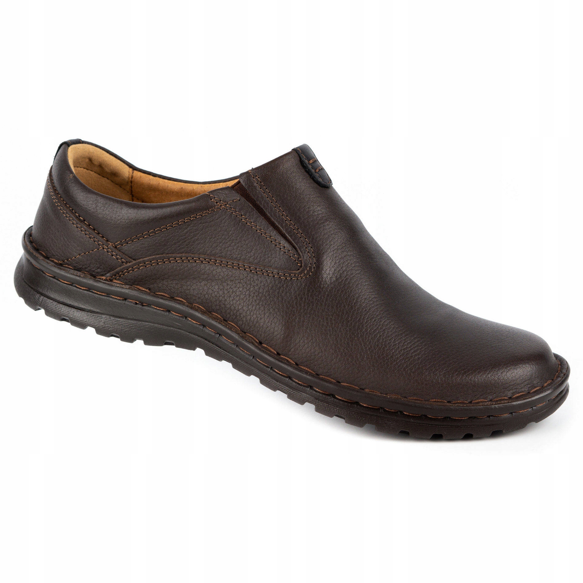 

Buty męskie skórzane wsuwane 12KAM brązowe 43
