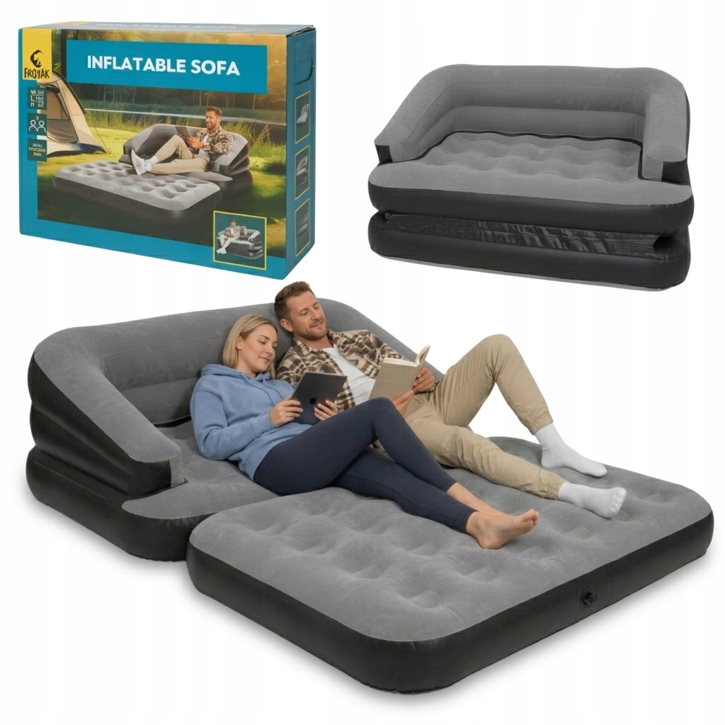 Dwuosobowy Materac Dmuchany Sofa Z Oparciem Kanapa Leżanka Łóżko Do Spania