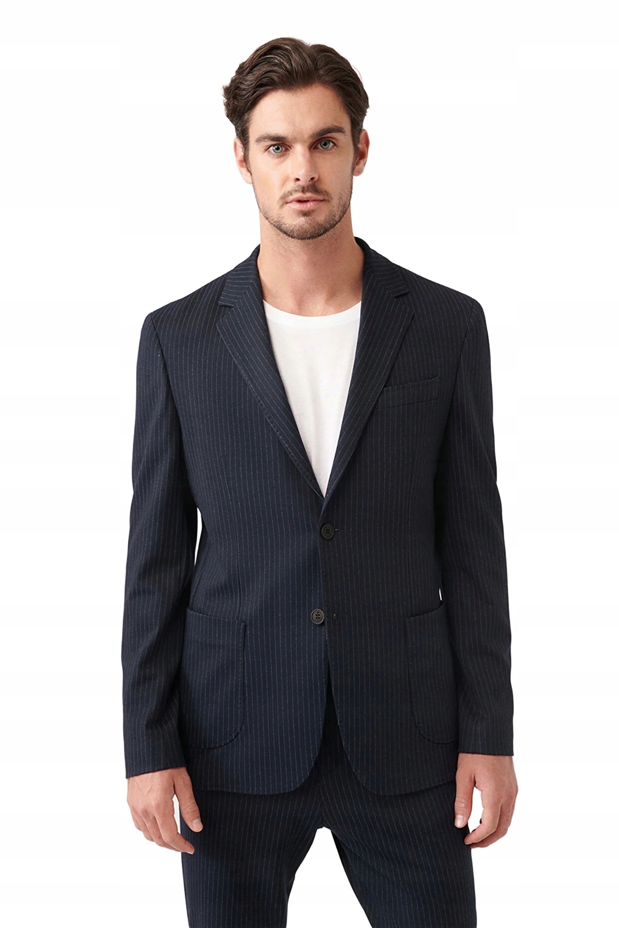 Avva Pánská Elegantní Bunda S Pruhovanými Klopami A Boky 50 5DA