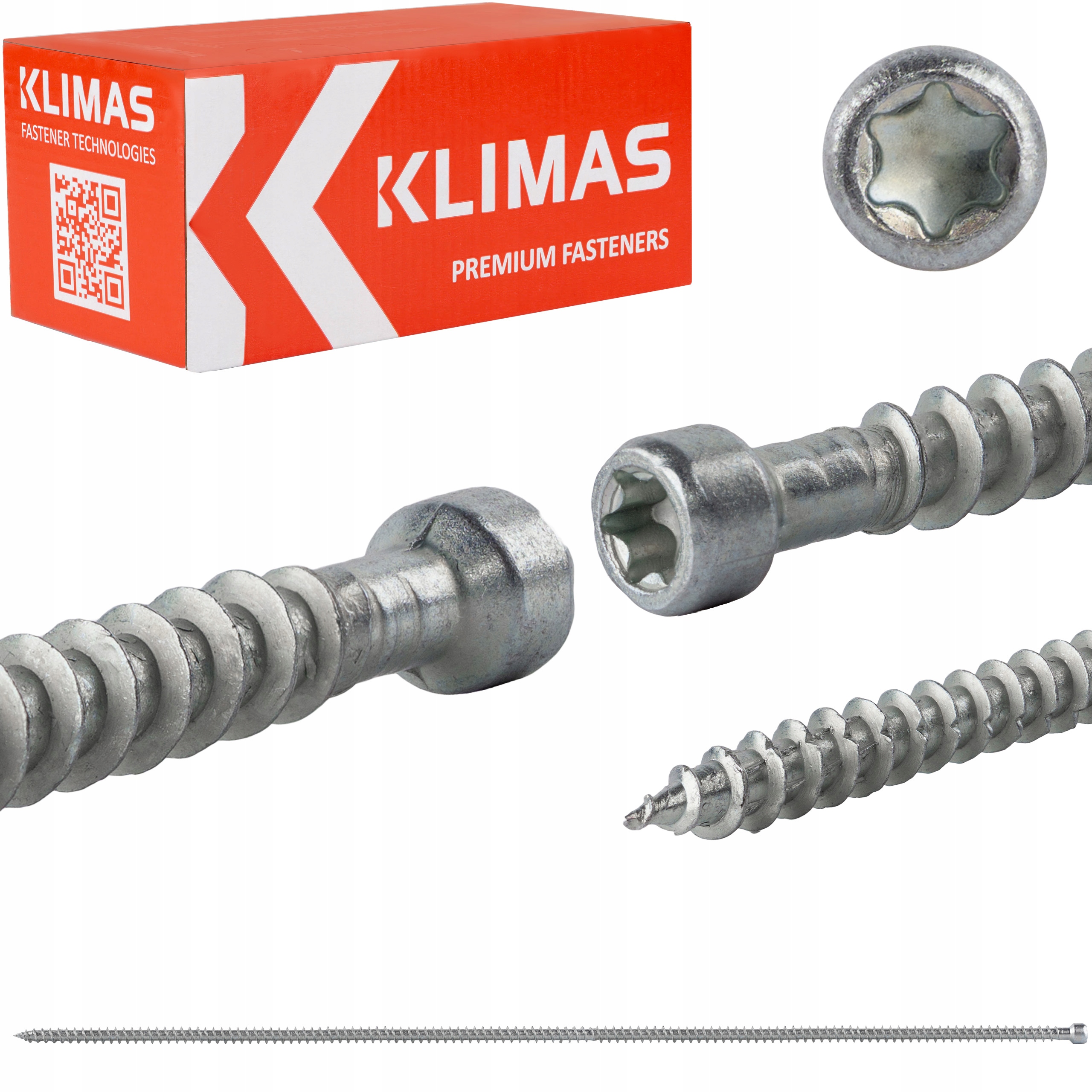 Tesařské vruty 8x500 mm 50 ks torx plný válcový závit Klimas Wkfc