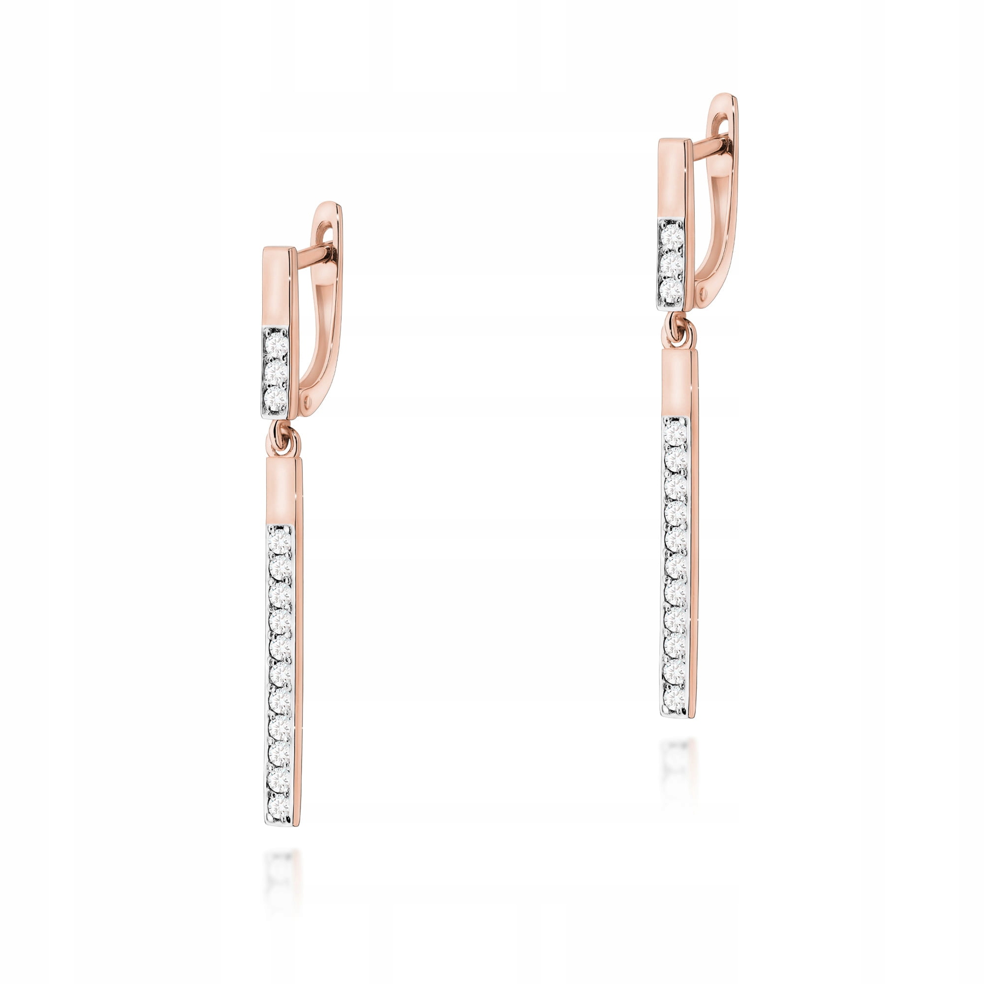 Náušnice ze zlata 585 s diamanty růžové zlato elegantní efektní 14k