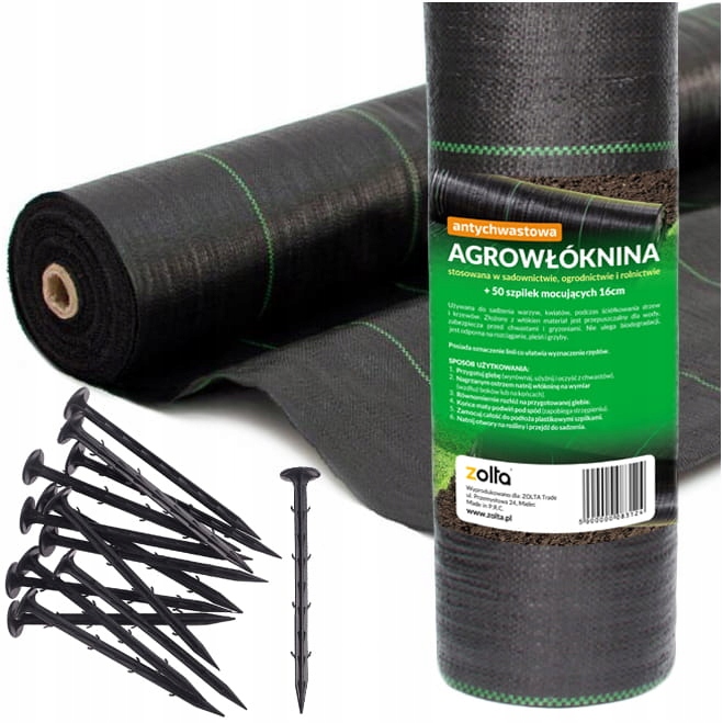 

Agrowłóknina ogrodnicza 0,8m x 50mb 70g 50 szpilek