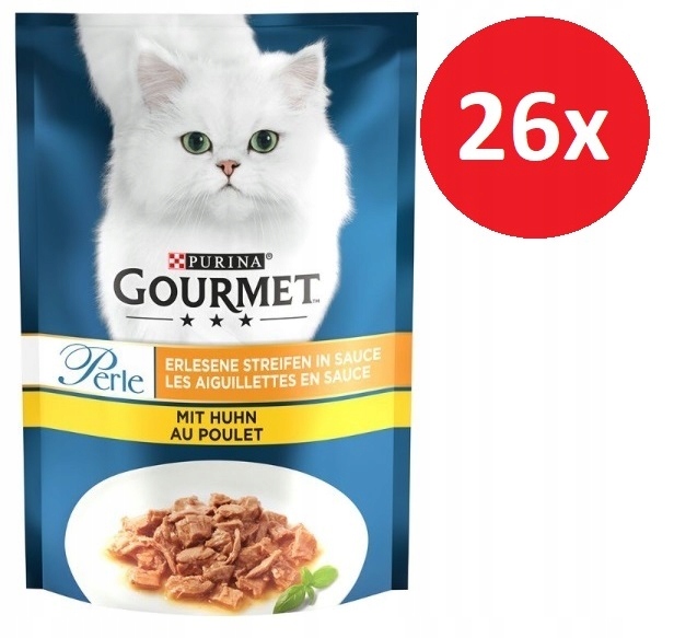 Levně Purina Gourmet Perle mokré krmivo pro kočky s kuřecím masem v omáčce 26x85 g