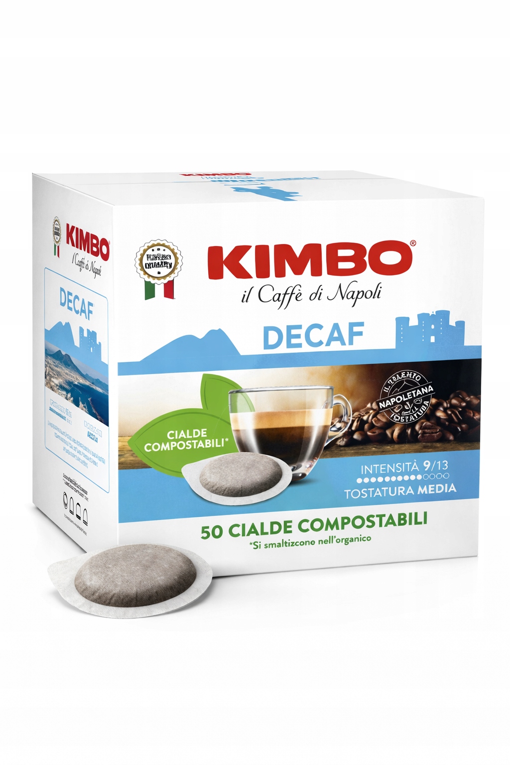 Levně Káva v sáčcích Kimbo Decaf 44 mm 50 ks Pady Ese Bez kofeinu