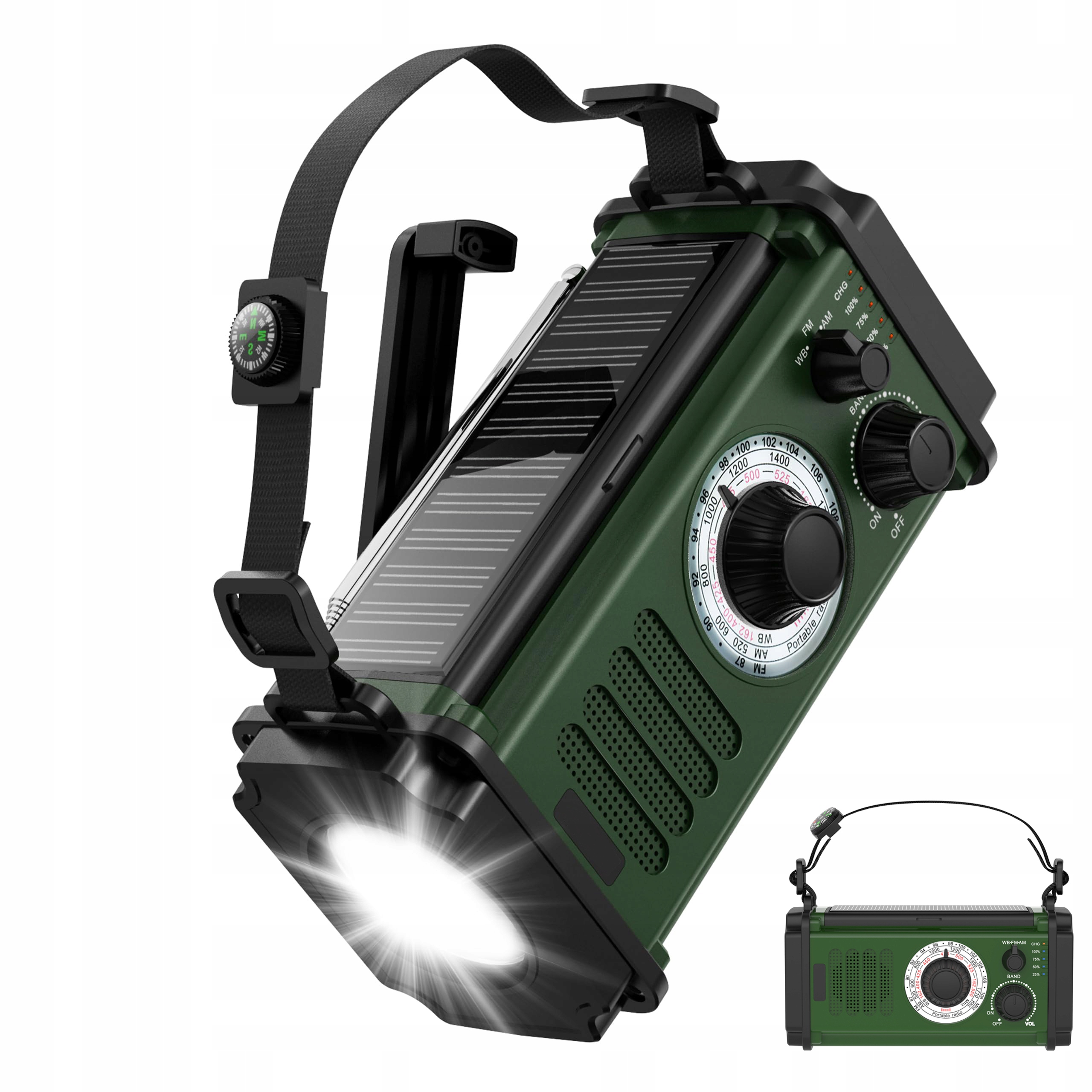 10000mAh Radio Awaryjne Solarne Pogodowe Am Fm Sos z ładowarką Usb i Kompas