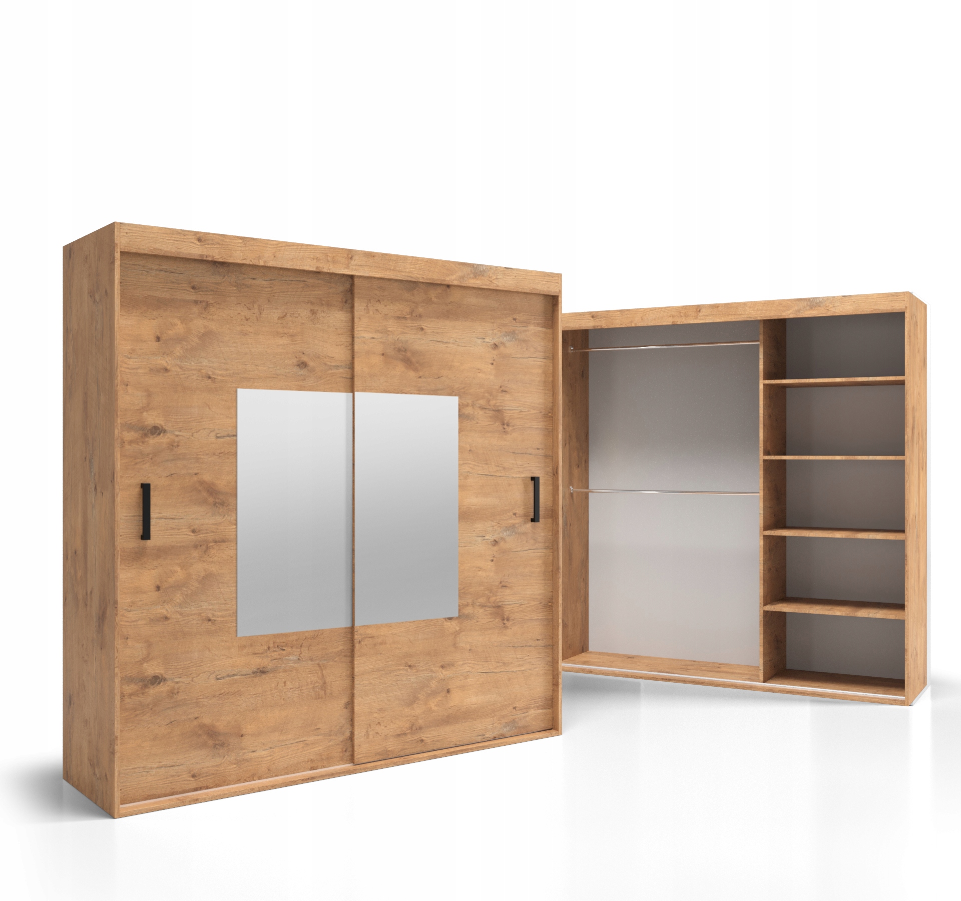 Skříň Šatní skříň Se Zrcadlem 160x255 Deska 18 mm Police Tyče VSZ46 O-sofa