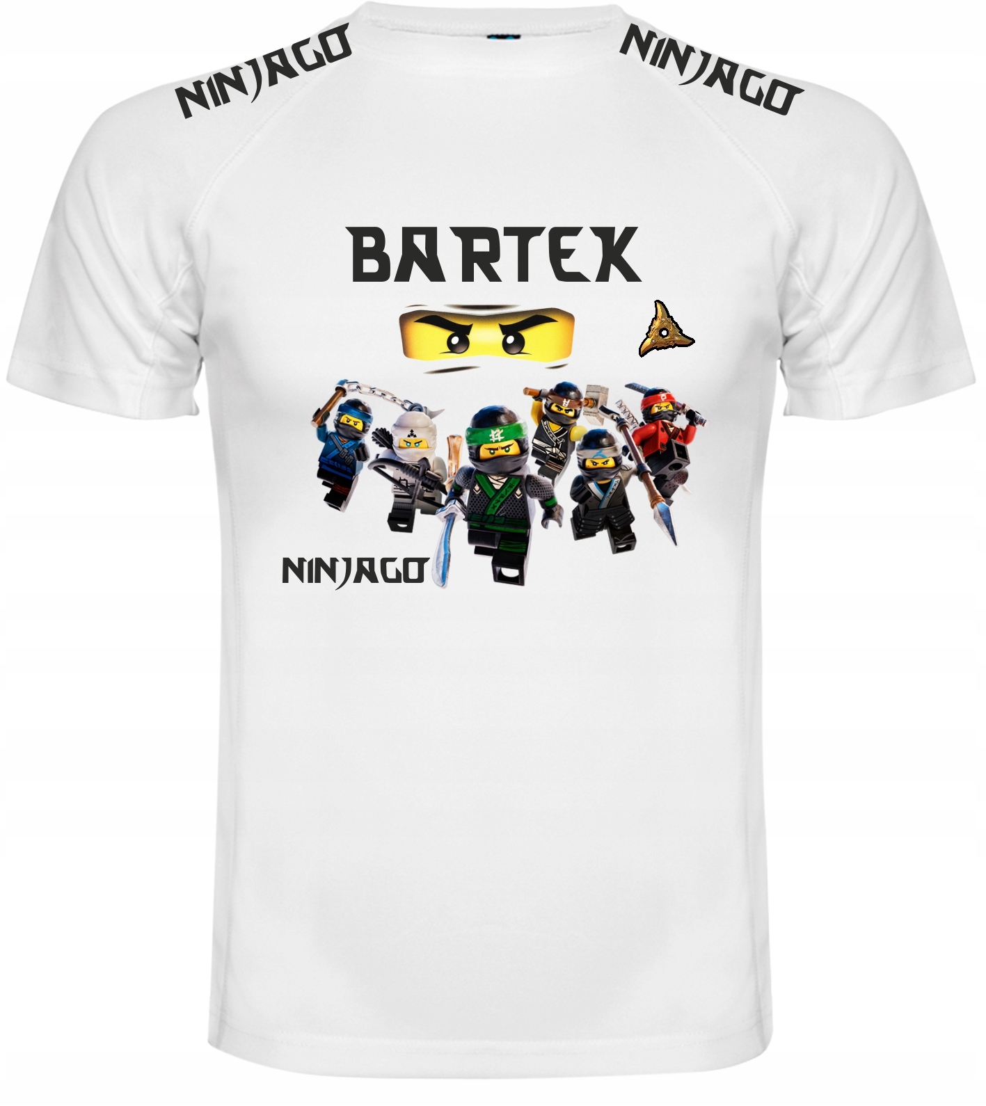 

Koszulka Ninjago + imię Bartek II gat. 134-140
