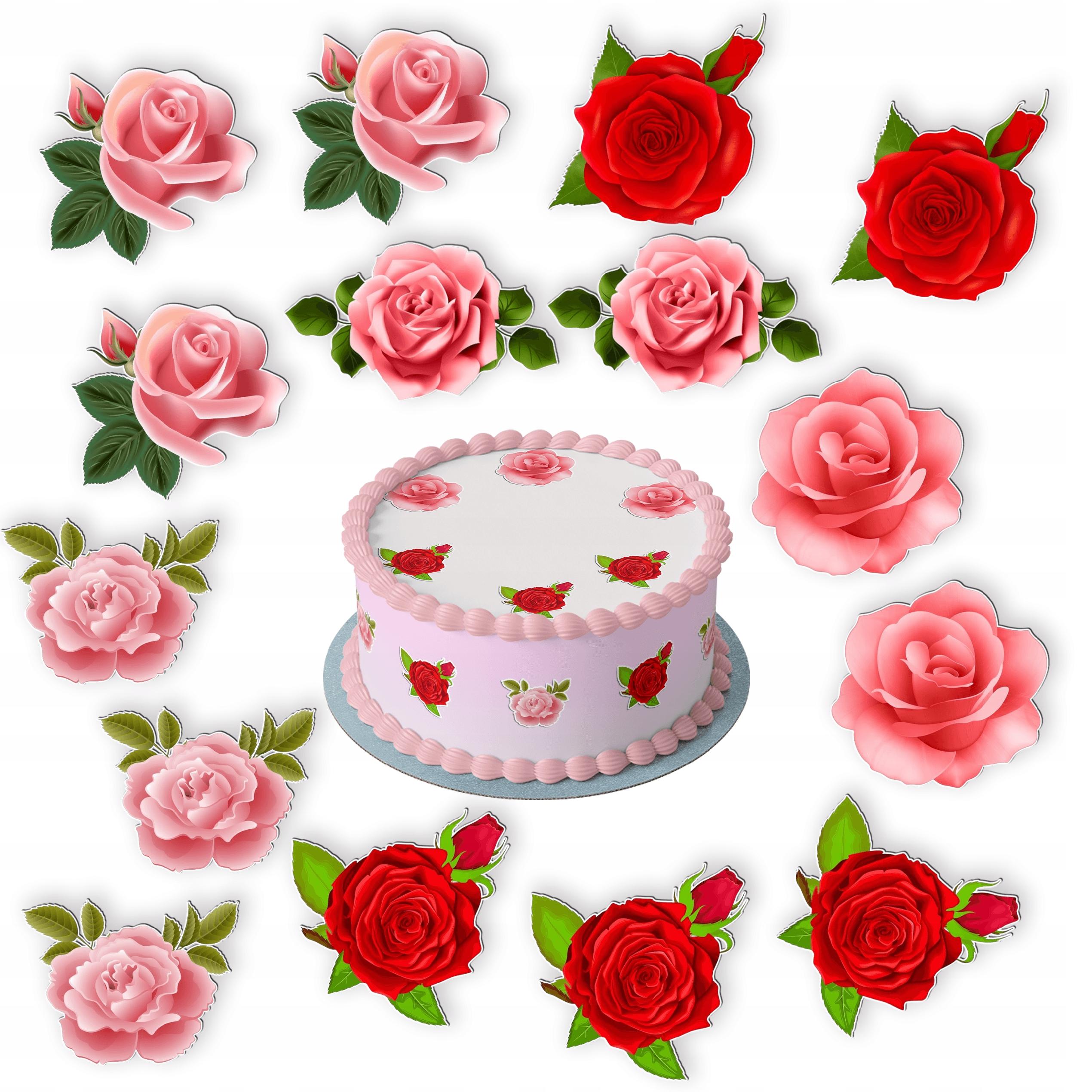 Jadalne Kwiatuszki 2d na Tort 14szt Wycięte kw01