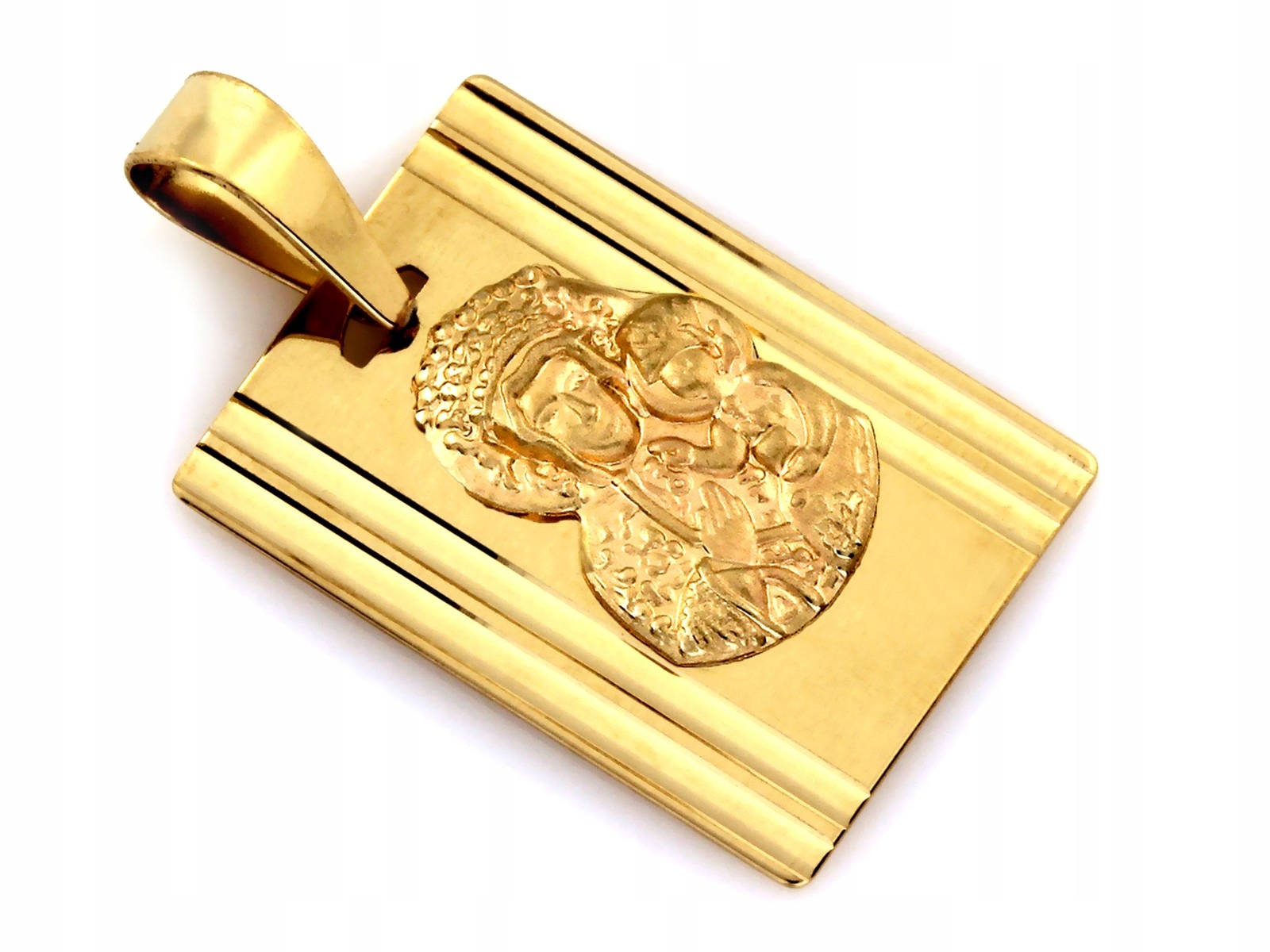 Zlatý medailon 585 Obdélníkový Nesmrtelník s Pannou Marií Svaté Přijímání 0.82 g