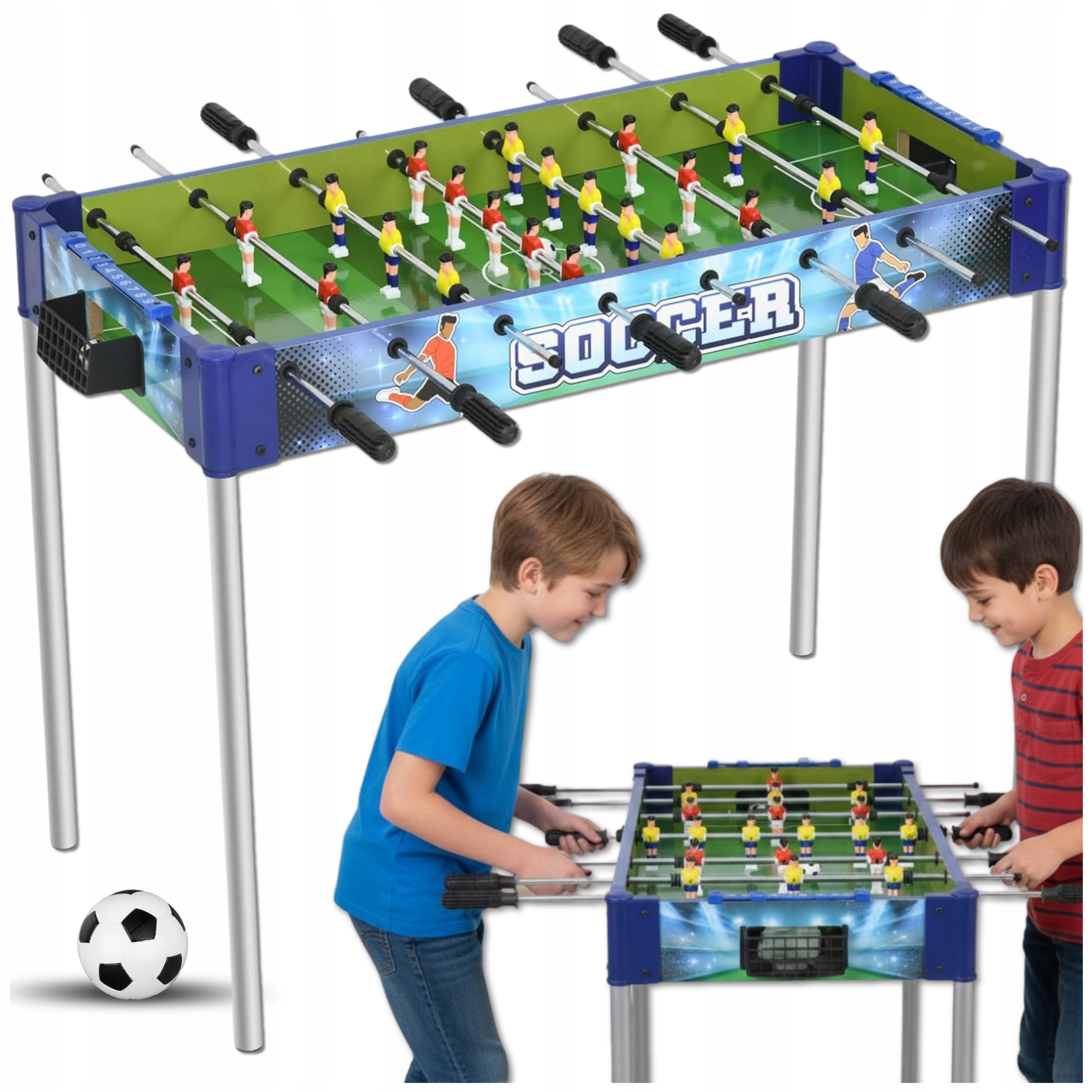 Stół do Piłkarzyków Duże Piłkarzyki 81cm Na Nogach – 22 Zawodników
