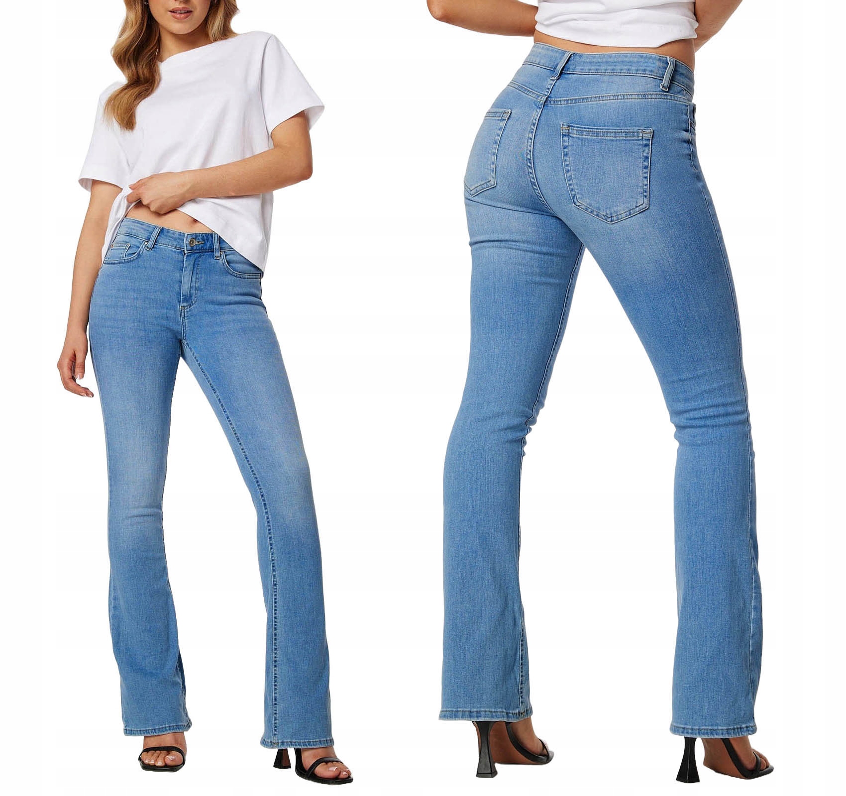 Spodnie Dzwony Jeansy Damskie Szeroka Nogawka Szwedy Bootcut Jeans Flare
