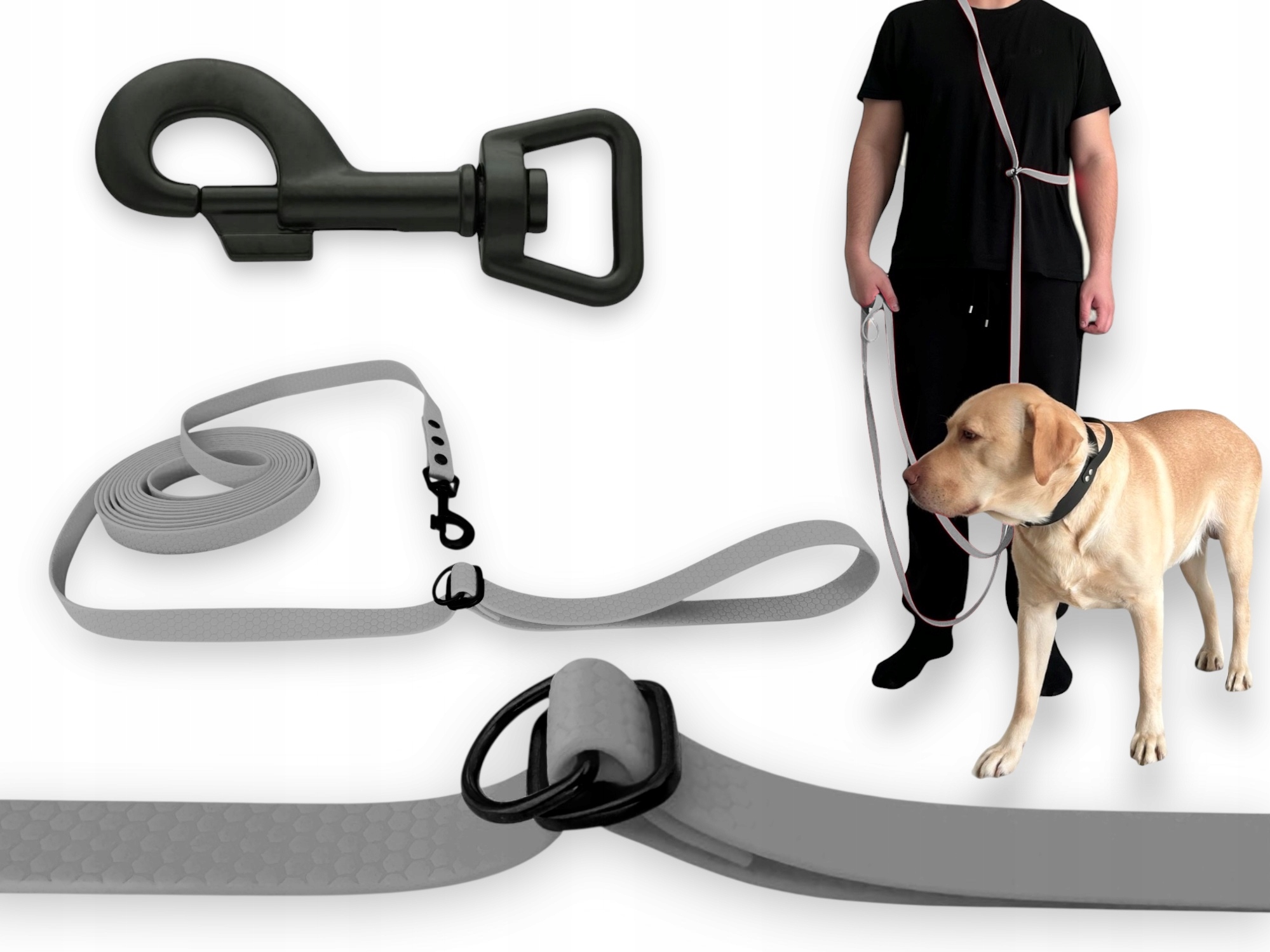 Vodítko Nastavitelná, Přepínatelná, Voděodolná, Měkká, Biothane Pvc| 10M 16MM