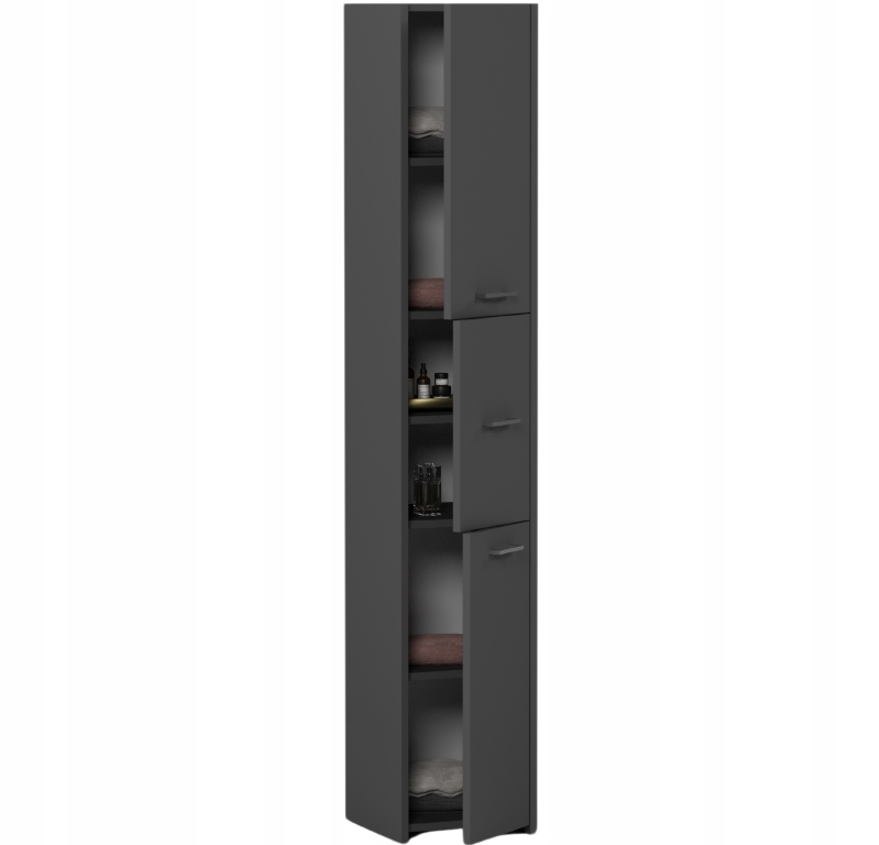SZAFKA ŁAZIENKOWA REGAŁ SŁUPEK 30cm 3 DRZWI L-23 ANTRACYT