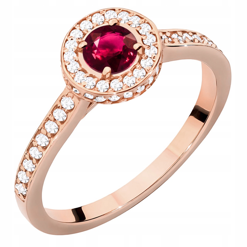 Zlatý Prstýnek pr. 585 Kolo s Rubínem 0,30ct a Brilianty 34ct 14k