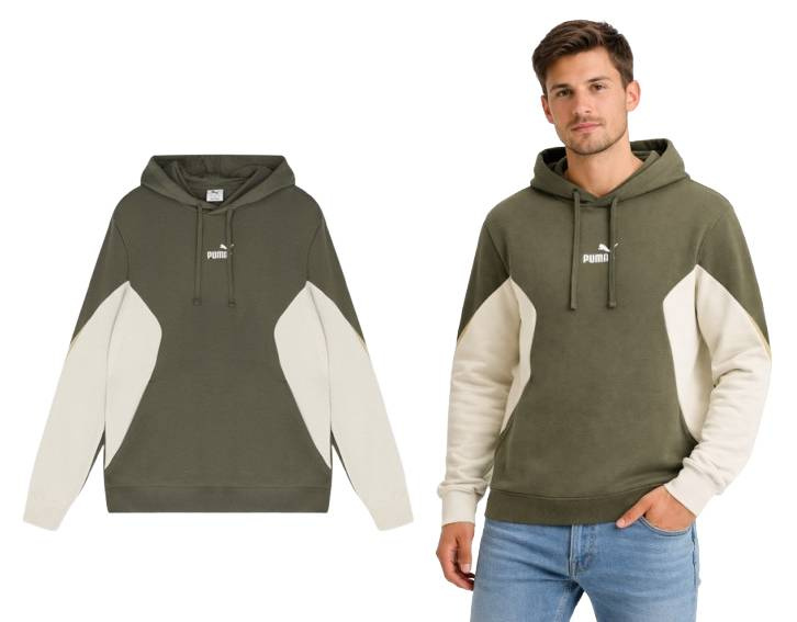 Pánská mikina Hoodie Puma 691699 81 s kapucí nerozepínací khaki M