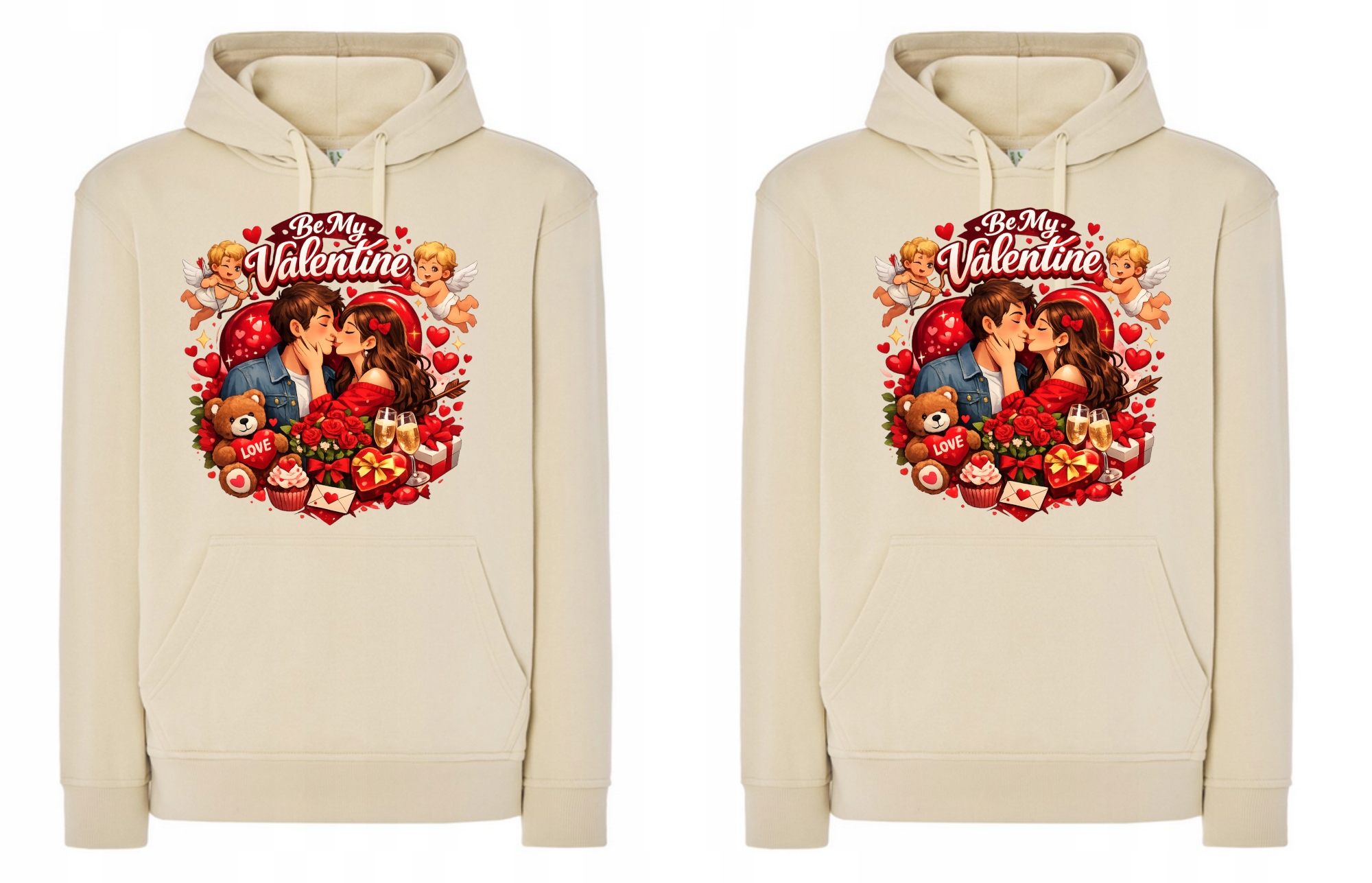 Mikiny s kapucí pro pár Valentýna Be my valentine vel. 3XL