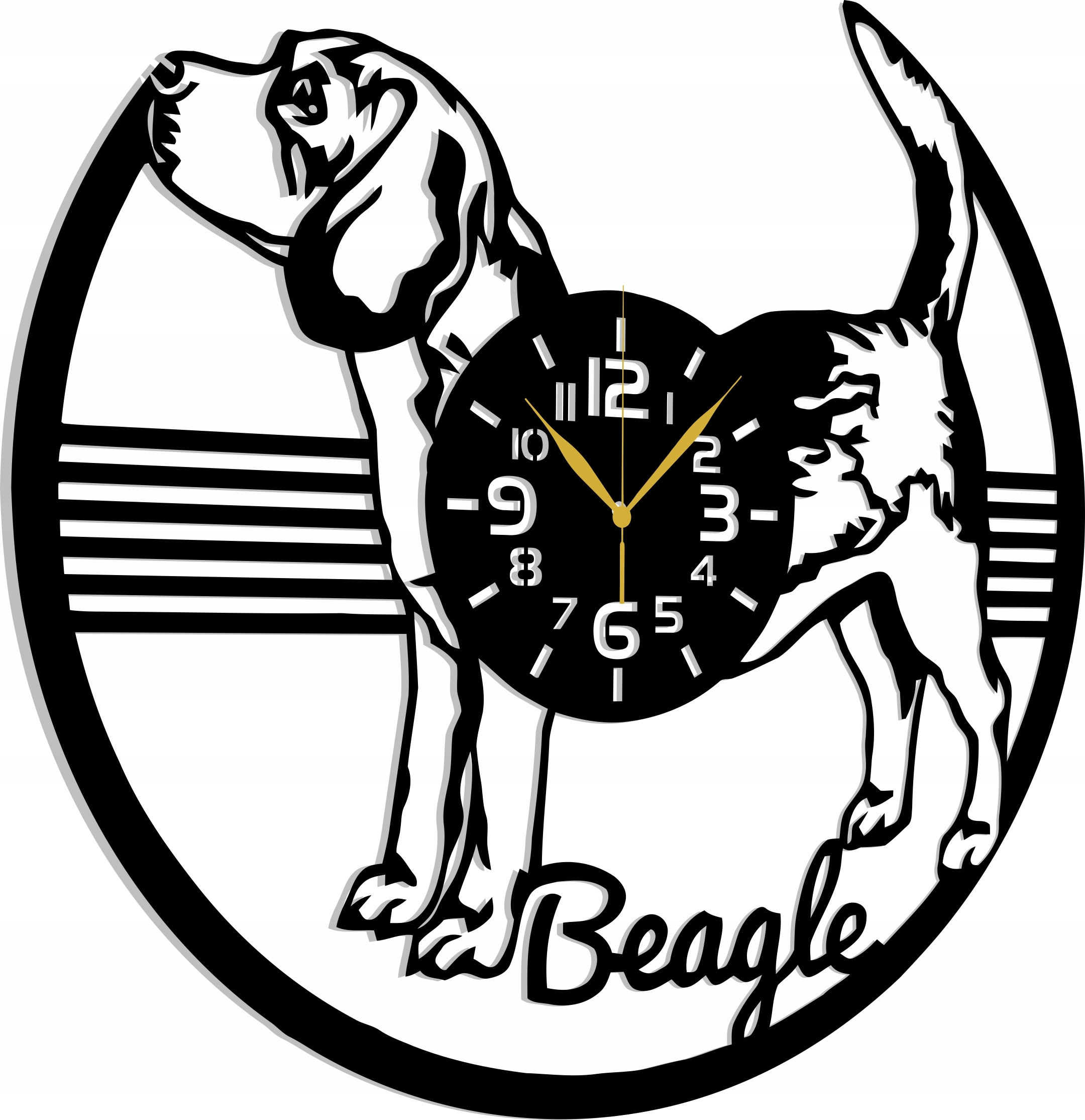 Hodiny Pes Beagiel Bigiel Plemene Psů 70CM 3D