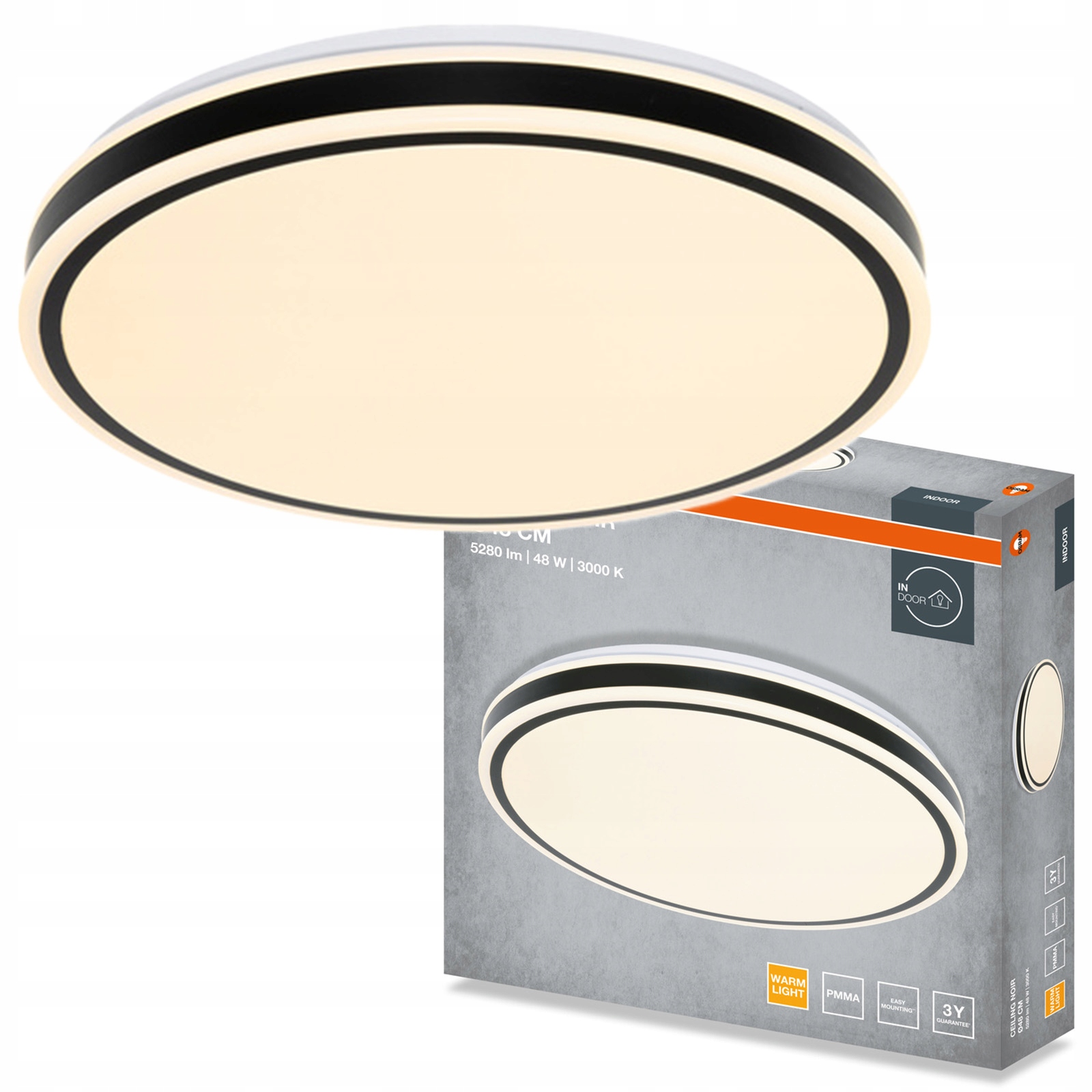 Stropní Svítidlo Led nástěnné svítidlo 48W 2880lm 3000K Kulatý Černý Noir Osram