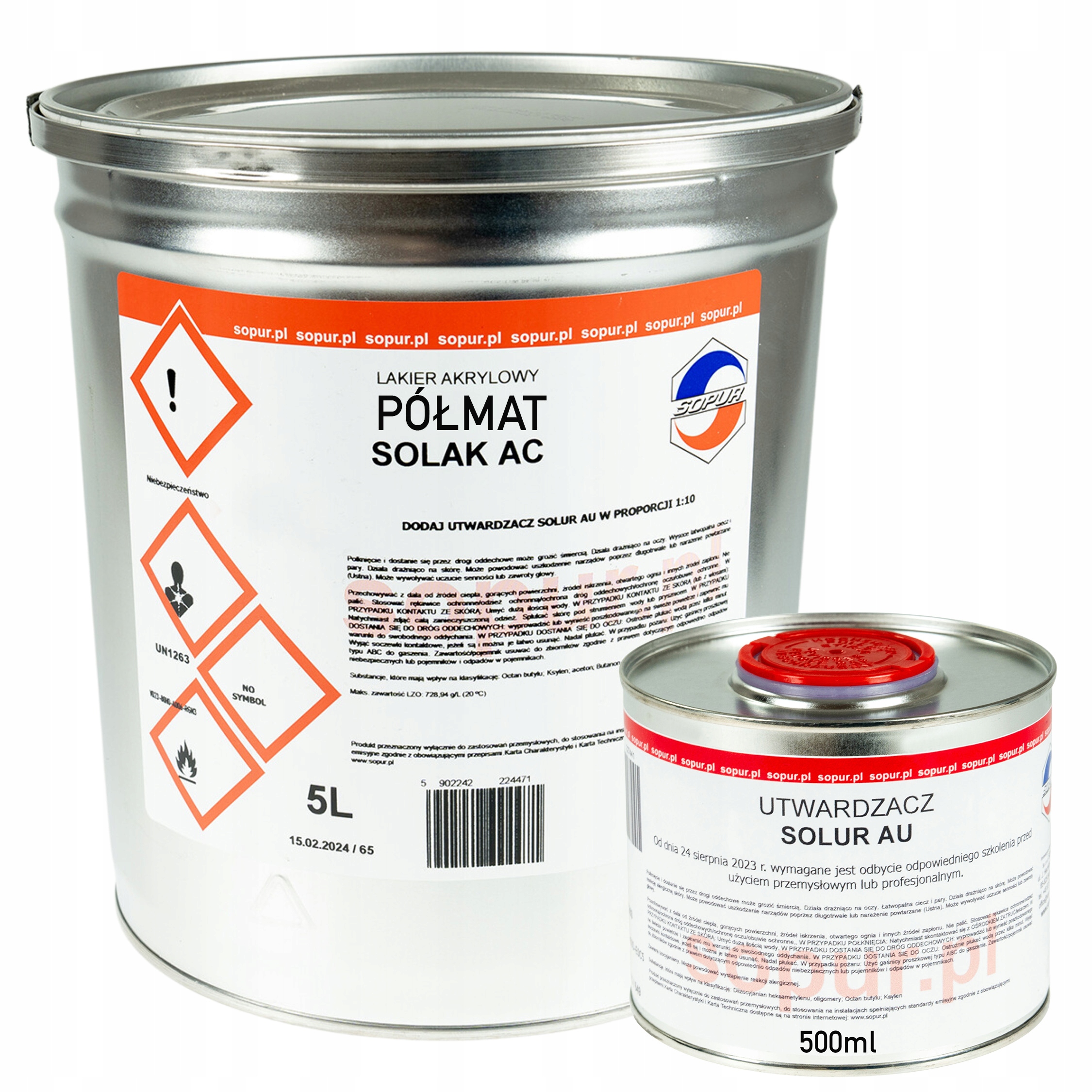 Lakier do mebli i blatów Sopur solak Ac bezbarwny półmat 5L akrylowy twardy