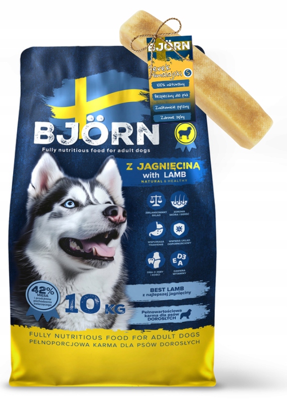 Levně Björn Suché Krmivo Pro Dospělé Psy S Jehněčím Masem 42% Maso Kousátko 1O Kg