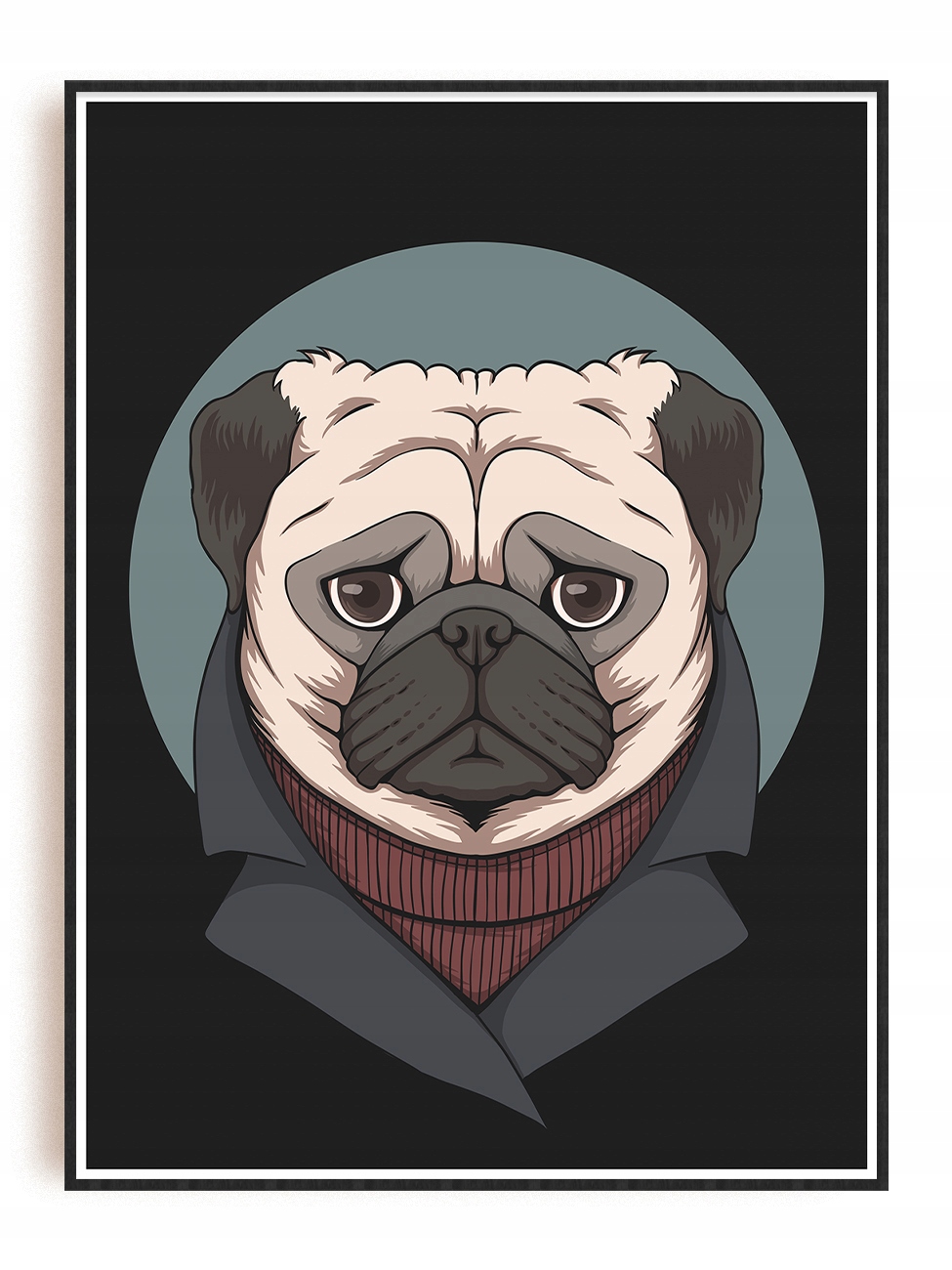 

Mops Pug pies Plakat Obraz Ilustracja 30x40 A3