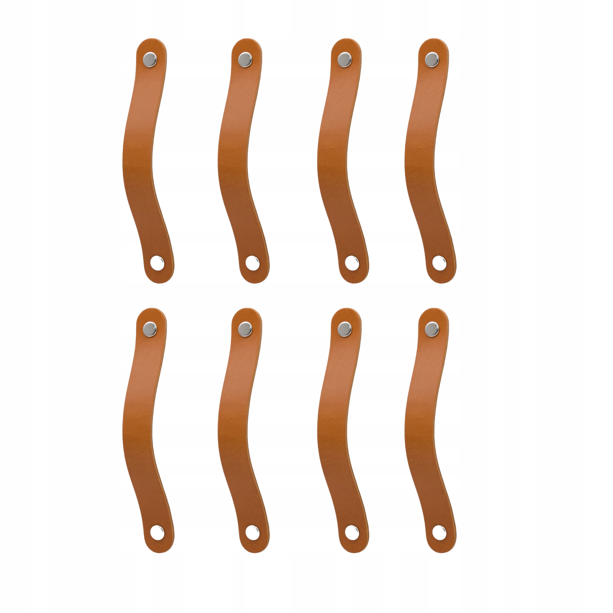 Set 8 x kožená nábytková úchytka Coloriso Koňaková 96 mm Šrouby