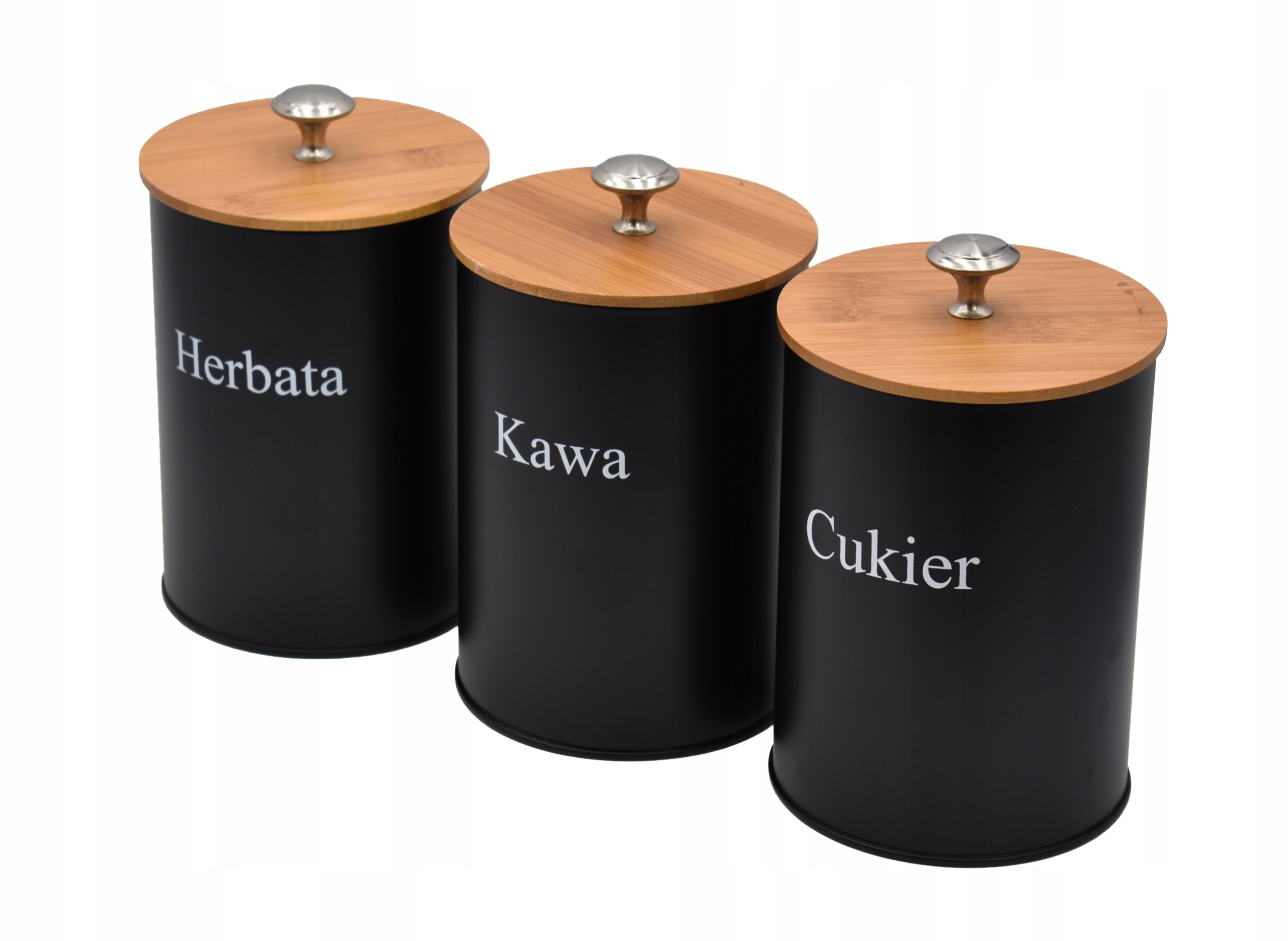 

Zestaw 3 Pojemników Kuchennych Kawa Herbata Cukier