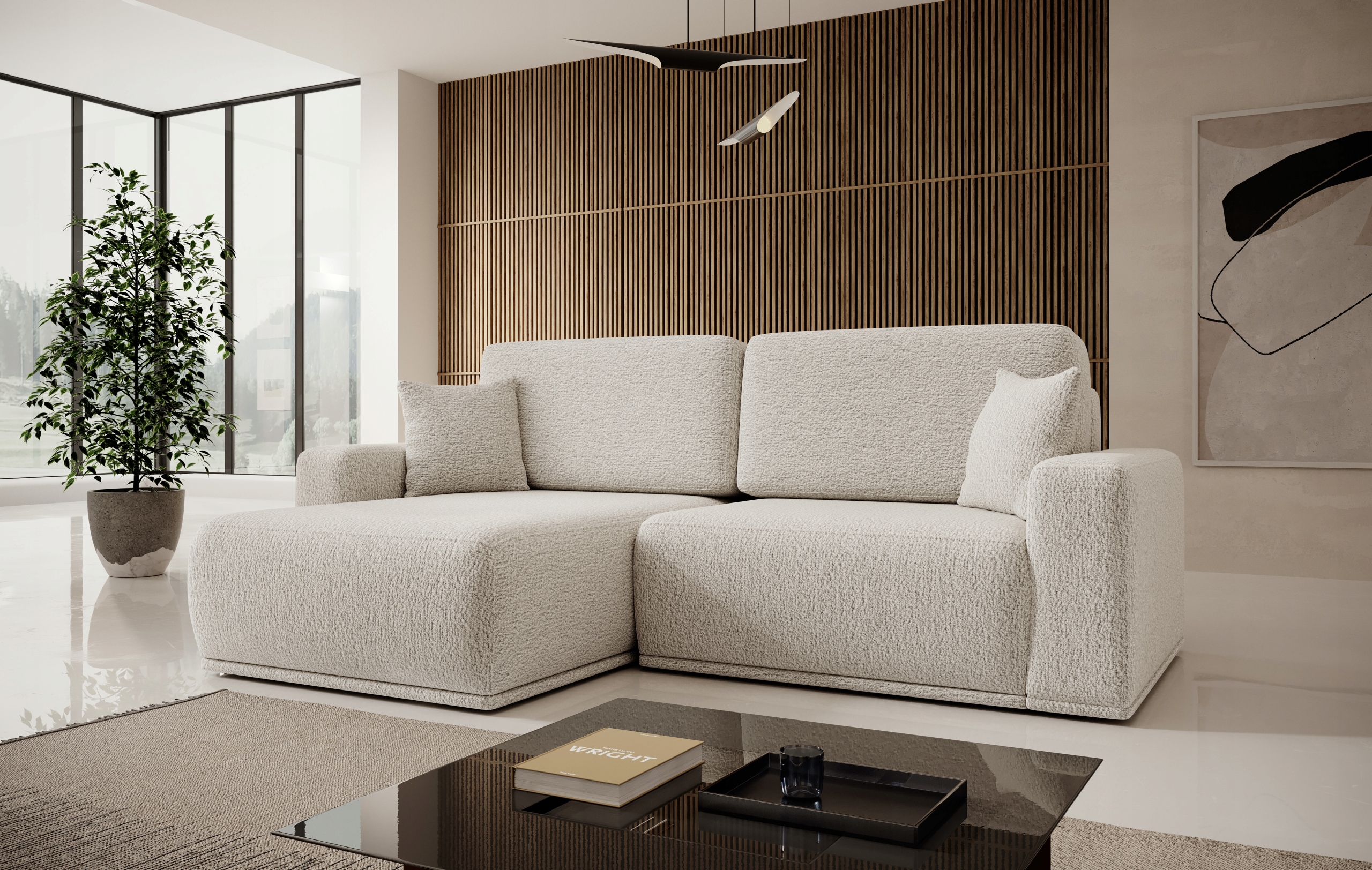 Rohová Sedací Souprava Joy Funkce spaní Automat Boucle