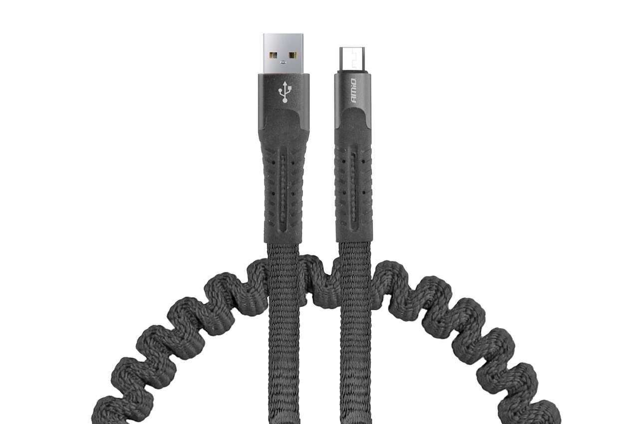 AMIO02529 Kabel Do Ładowarek Sprężynujący Usb+micr Amio