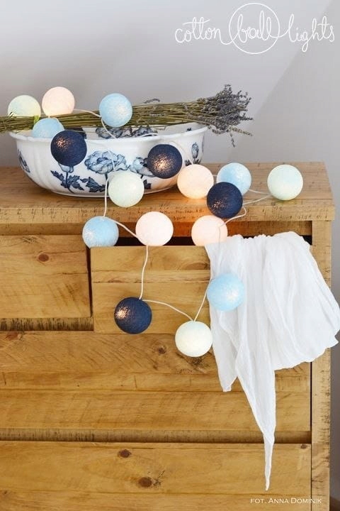 Zestaw lampek Cotton Balls Big Blue 35 kul Długość 626 cm
