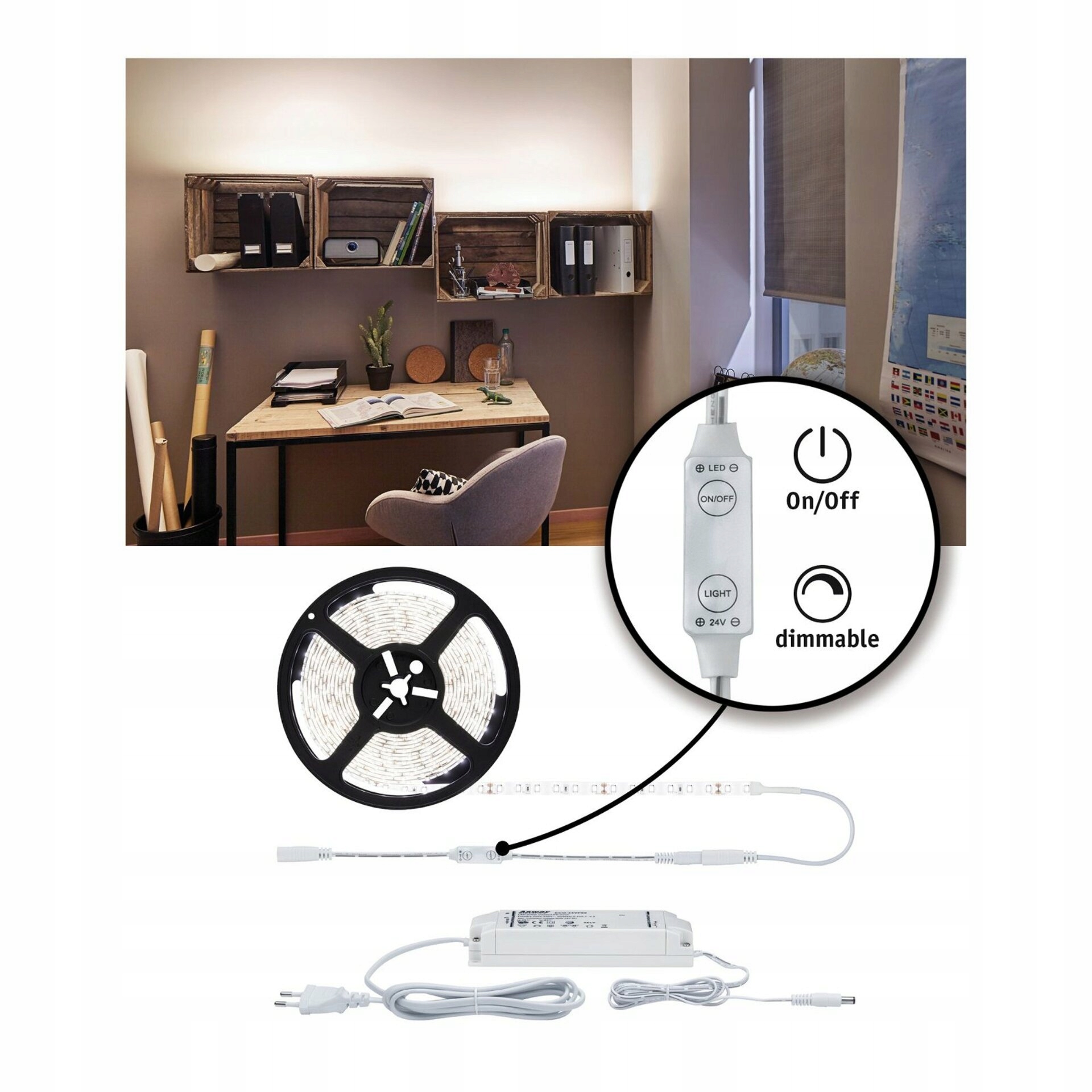 Paulmann SimpLED Power Strip sada 5m neutrálna biela 50W s krytím IP20