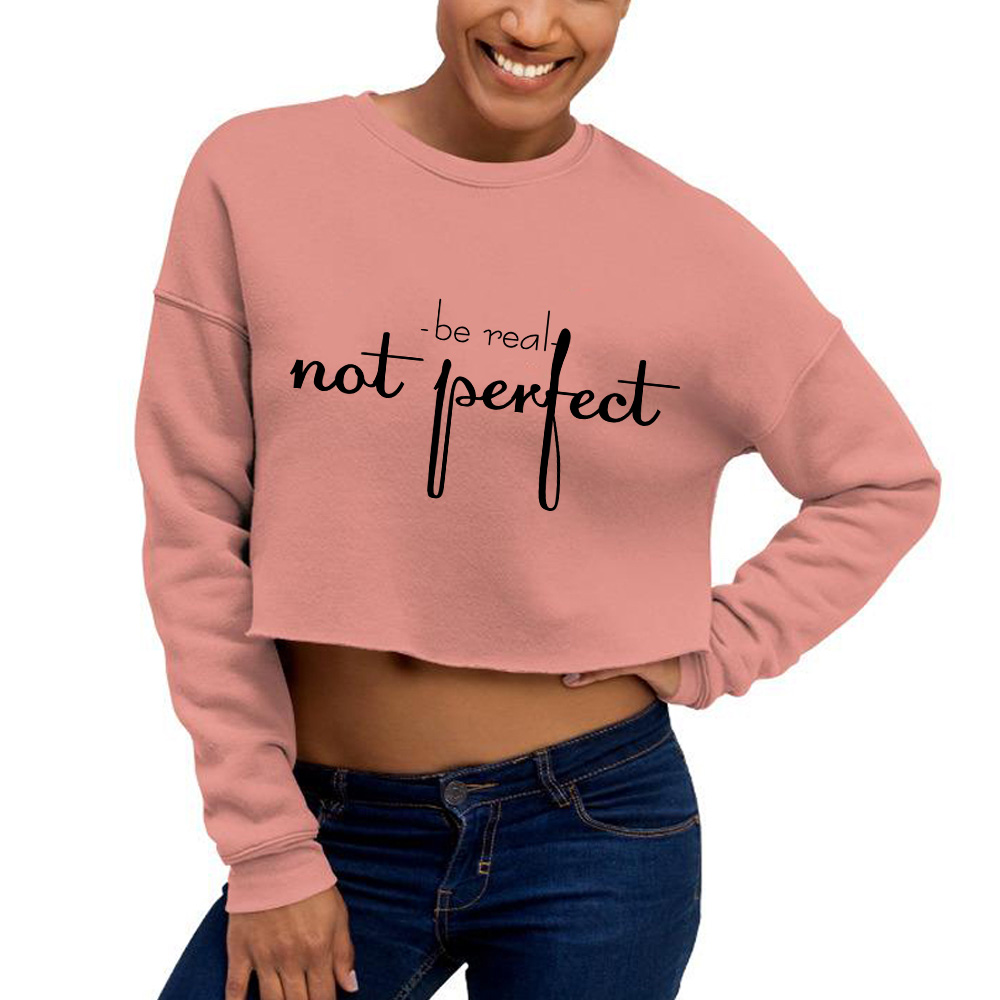 Mikina Cropped Krátká Pohodlná Růžová Not Perfect Modna Velikost M Vzory