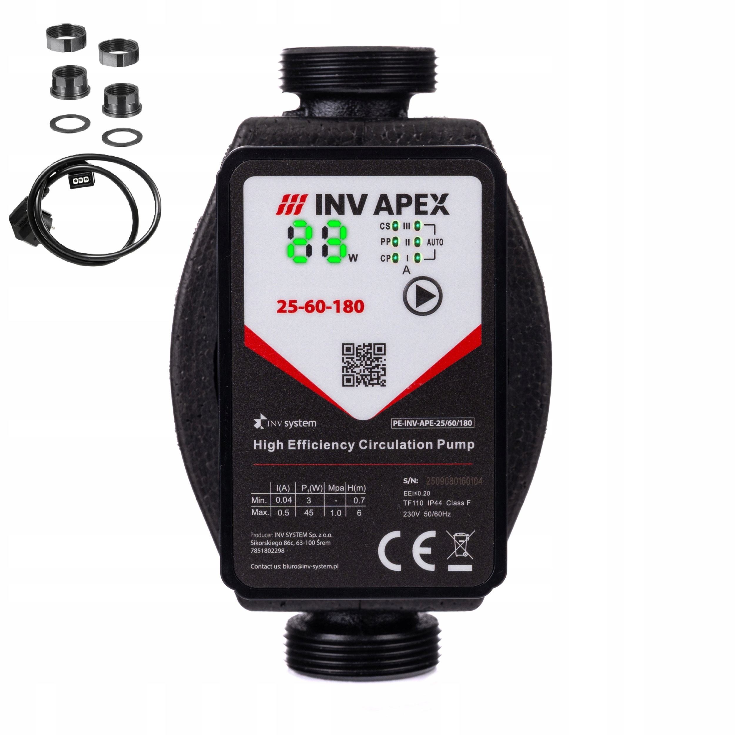 Pompa Obiegowa Co Elektroniczna 25-60/180 Do Pieca Kotła Śrubunki 3 45 W