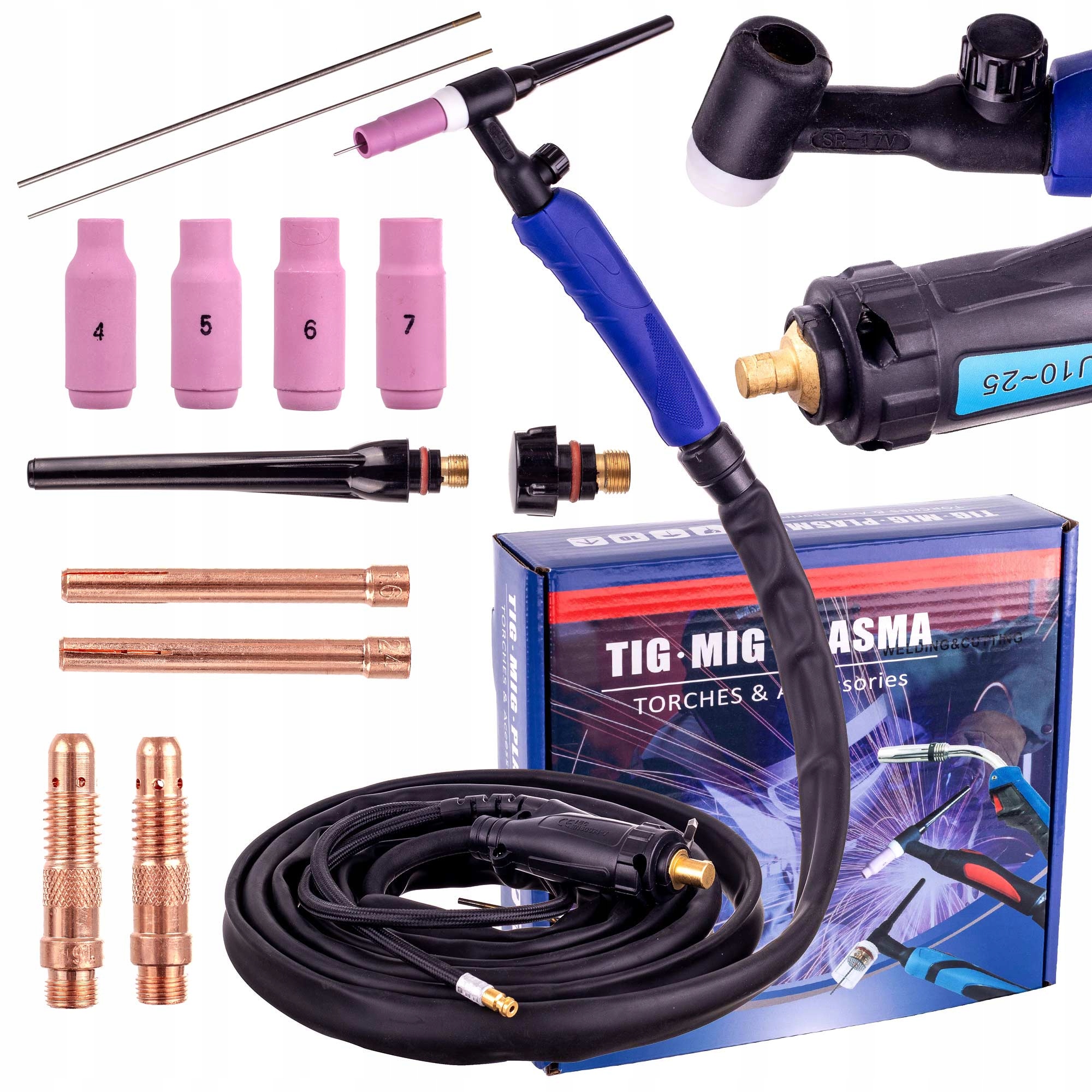 Svařovací Držák Tig Lift SR-17V 4 M S Ventilem, Zástrčka 10-25 Pro Svařovací Stroj